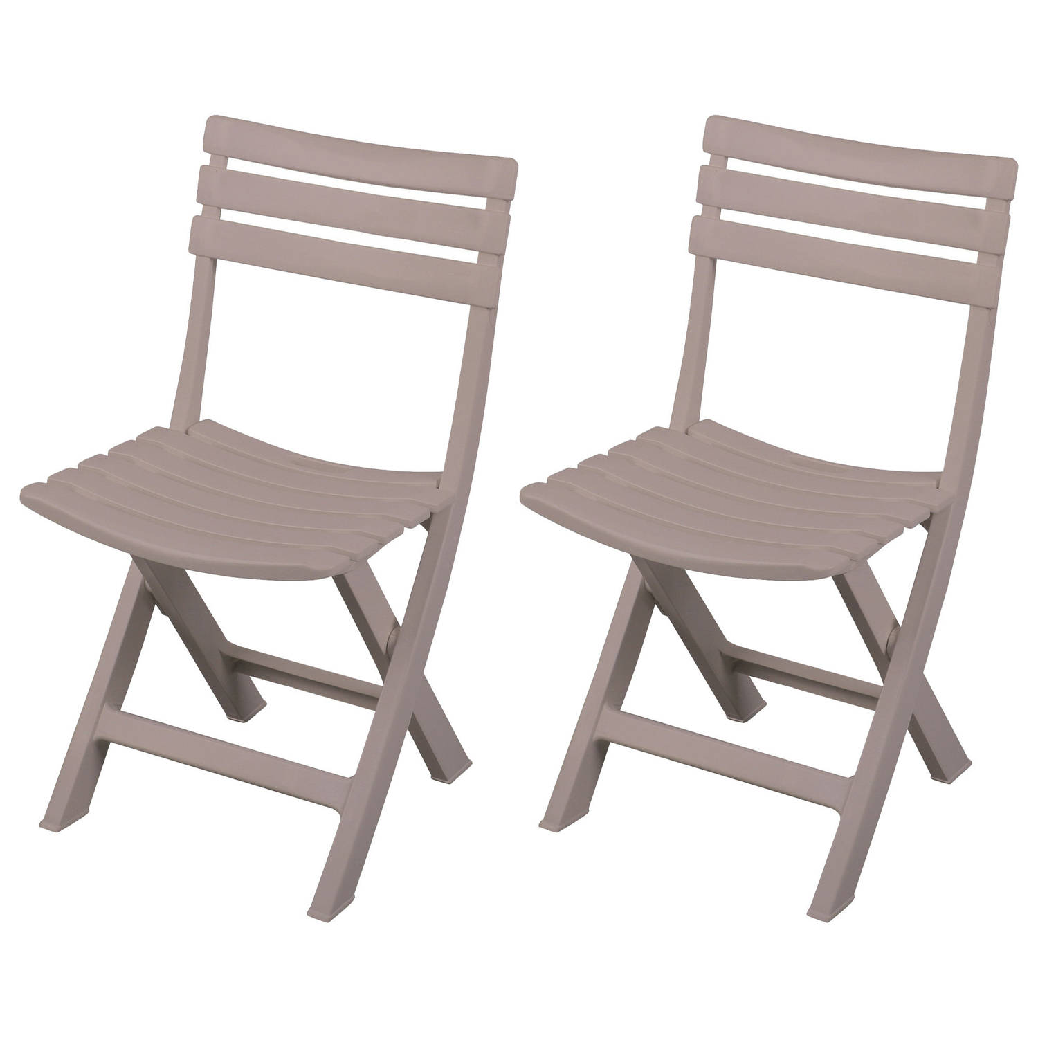 Sunnydays Klapstoel voor buiten-binnen 2x beige 41 x 79 cm stevig kunststof Bijzet stoelen Klapstoel