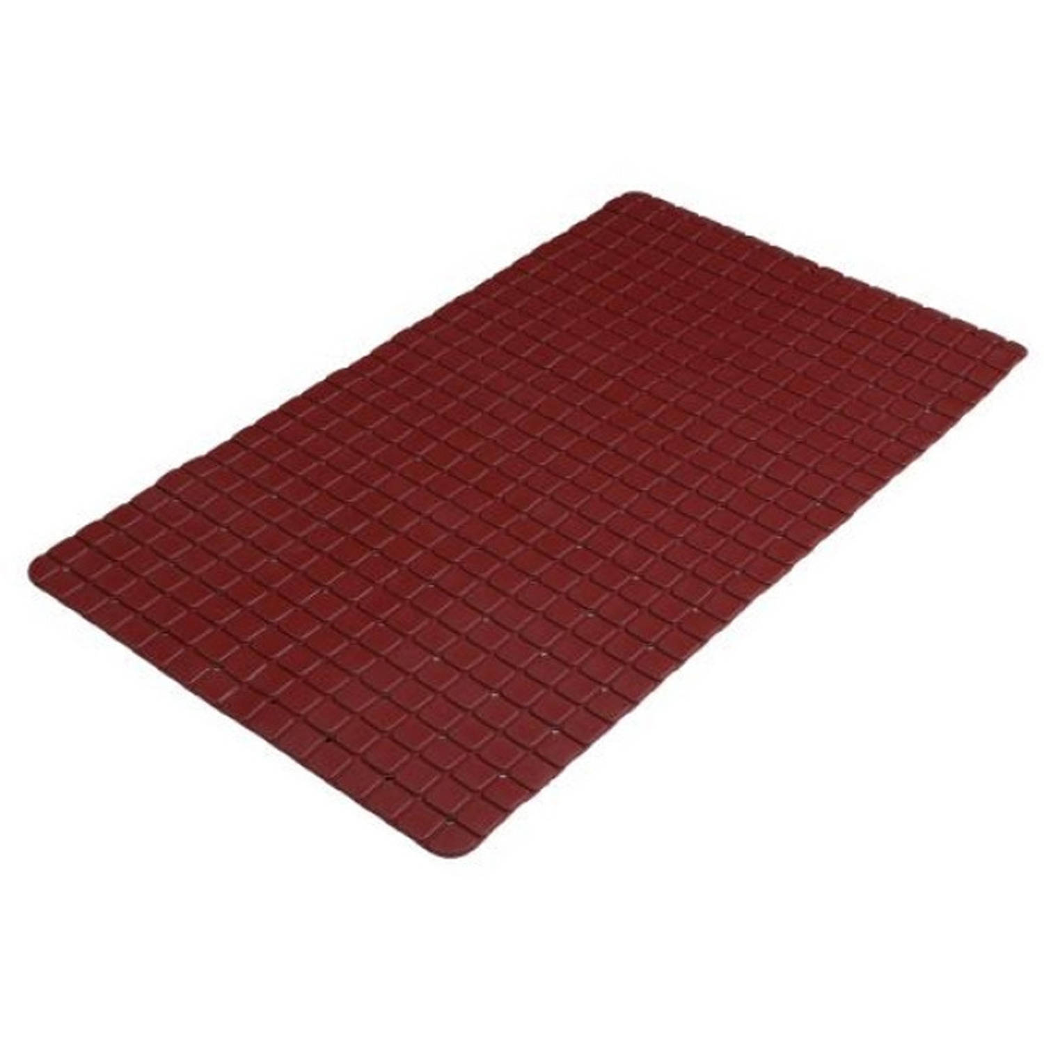 Urban Living Badkamer/douche anti slip mat - rubber - voor op de vloer - donkerrood - 39 x 69 cm