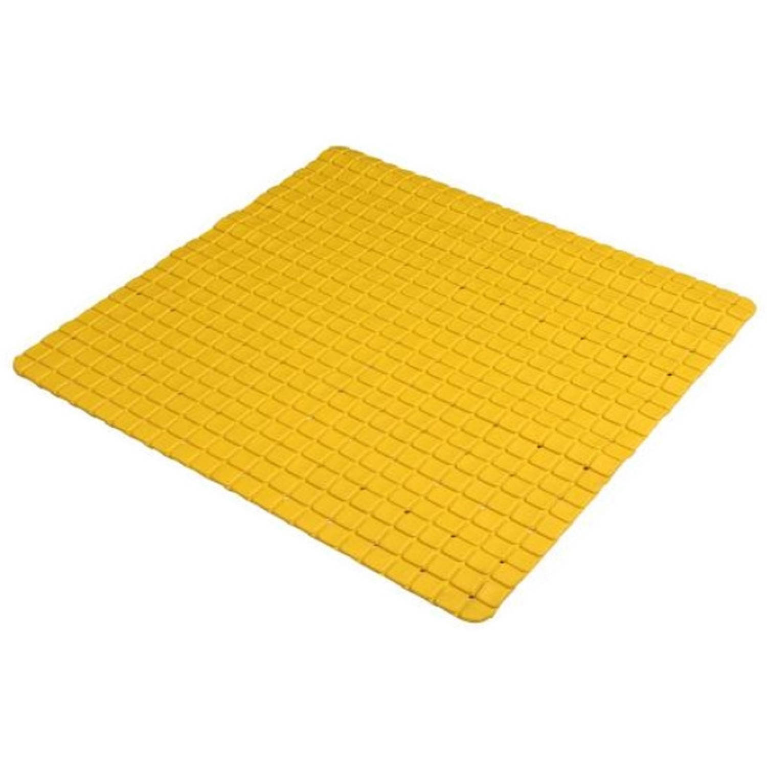 Urban Living Badkamer/douche anti slip mat - rubber - voor op de vloer - okergeel - 55 x 55 cm