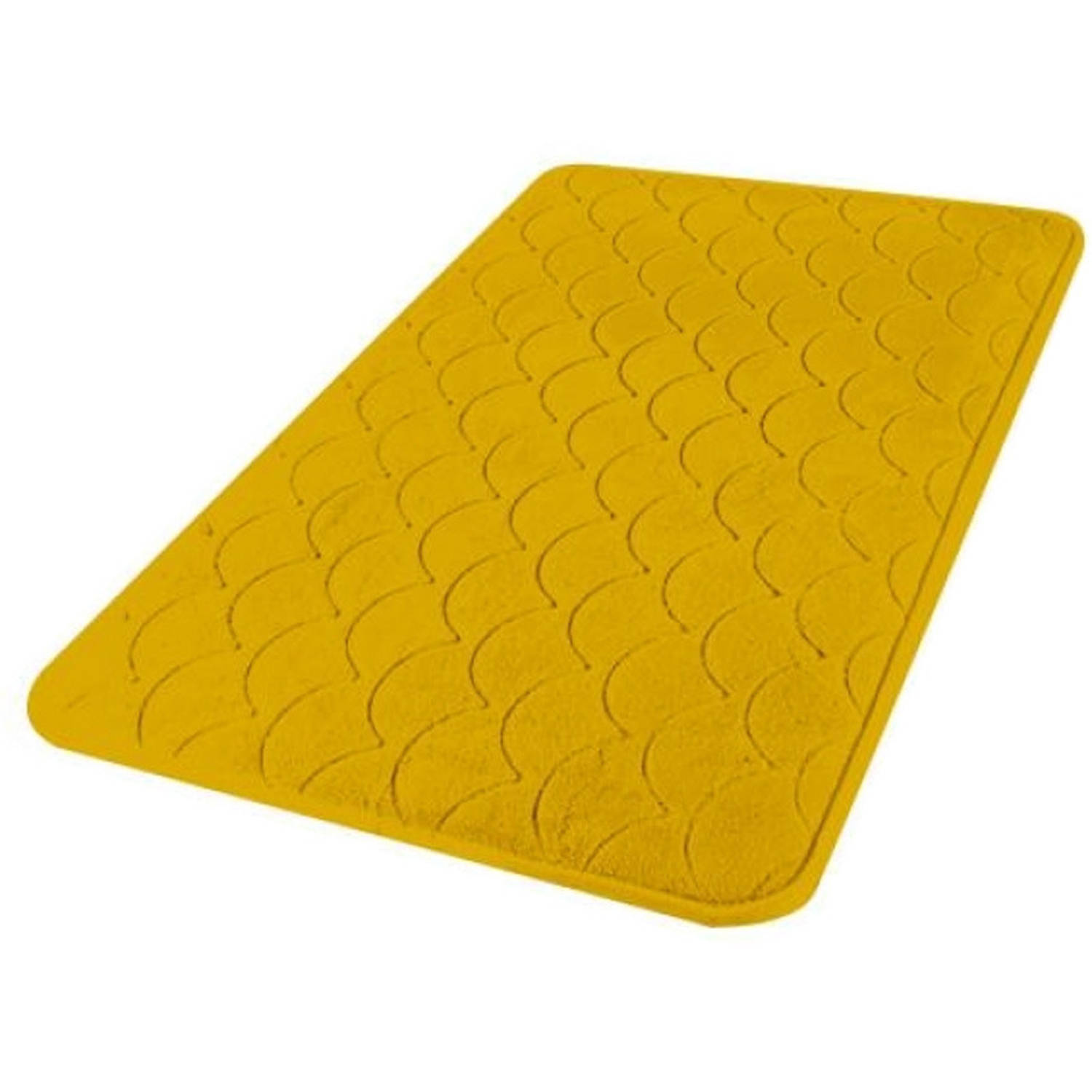 Urban Living Badkamerkleedje/badmat tapijt - memory foam - oker geel - 50 x 80 cm - anti slip