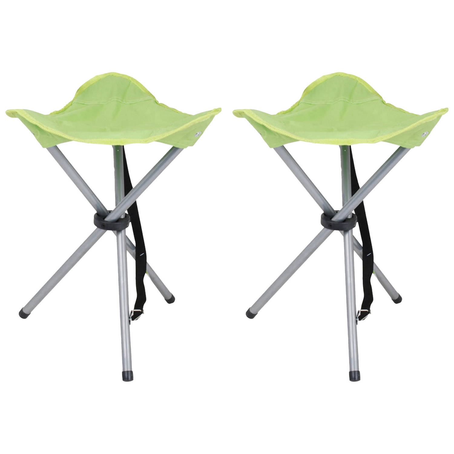 Urban Living bijzet krukje-stoeltje 2x Opvouwbaar Camping-outdoor D32 x H43 cm Campingkrukjes