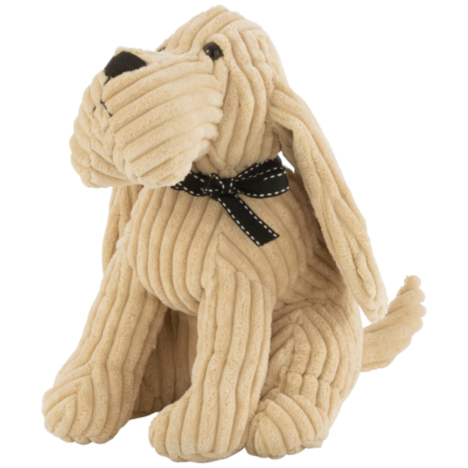 J-Line Deurstop Hond Streep Textiel Beige Small