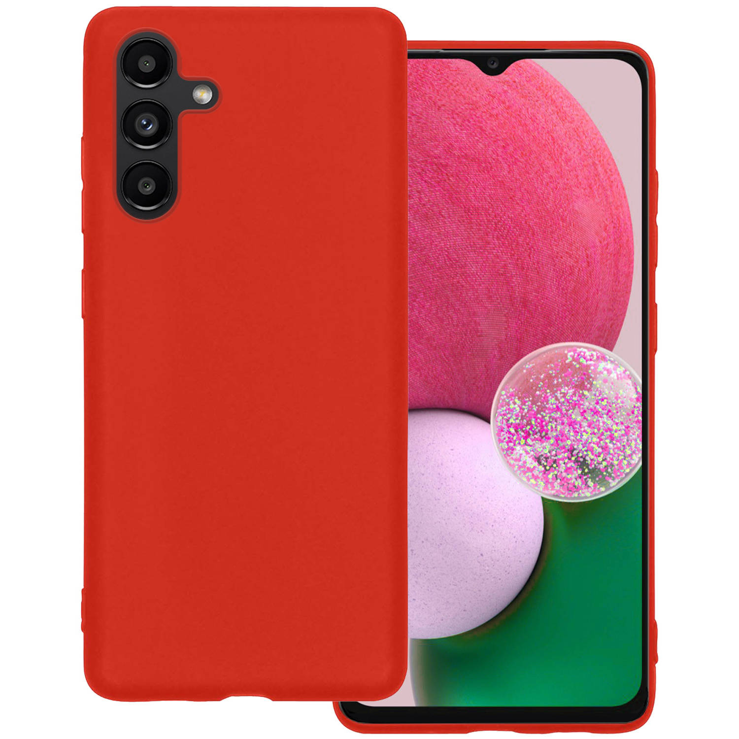 Basey Samsung Galaxy A13 5G Hoesje Siliconen Hoes Case Cover -Rood