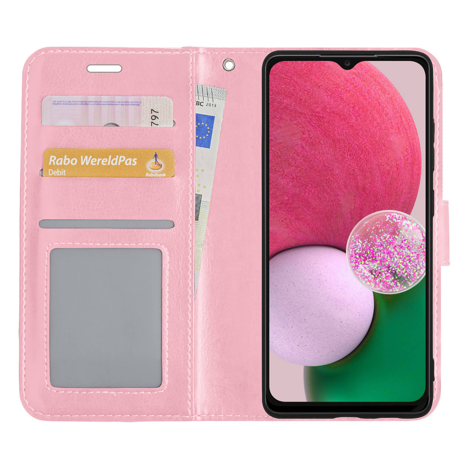 Samsung Galaxy A13 5G Hoesje Bookcase - Samsung Galaxy A13 5G Hoes Flip Case Book Cover - Samsung Galaxy A13 5G Hoes Book Case Licht Roze