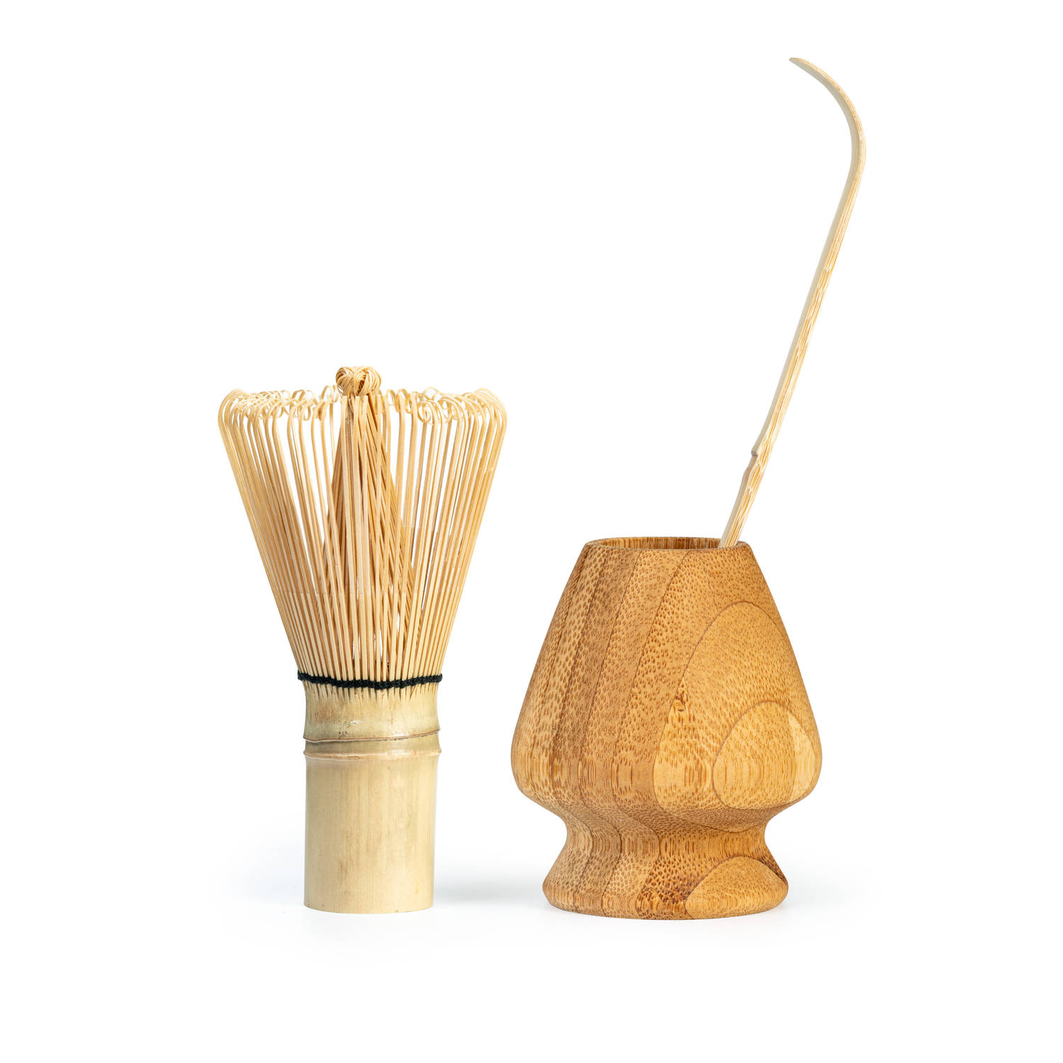 Oliva's Bamboe Matcha thee set met klopper-garde (100 borstels-prongs), garde-houder en lepel