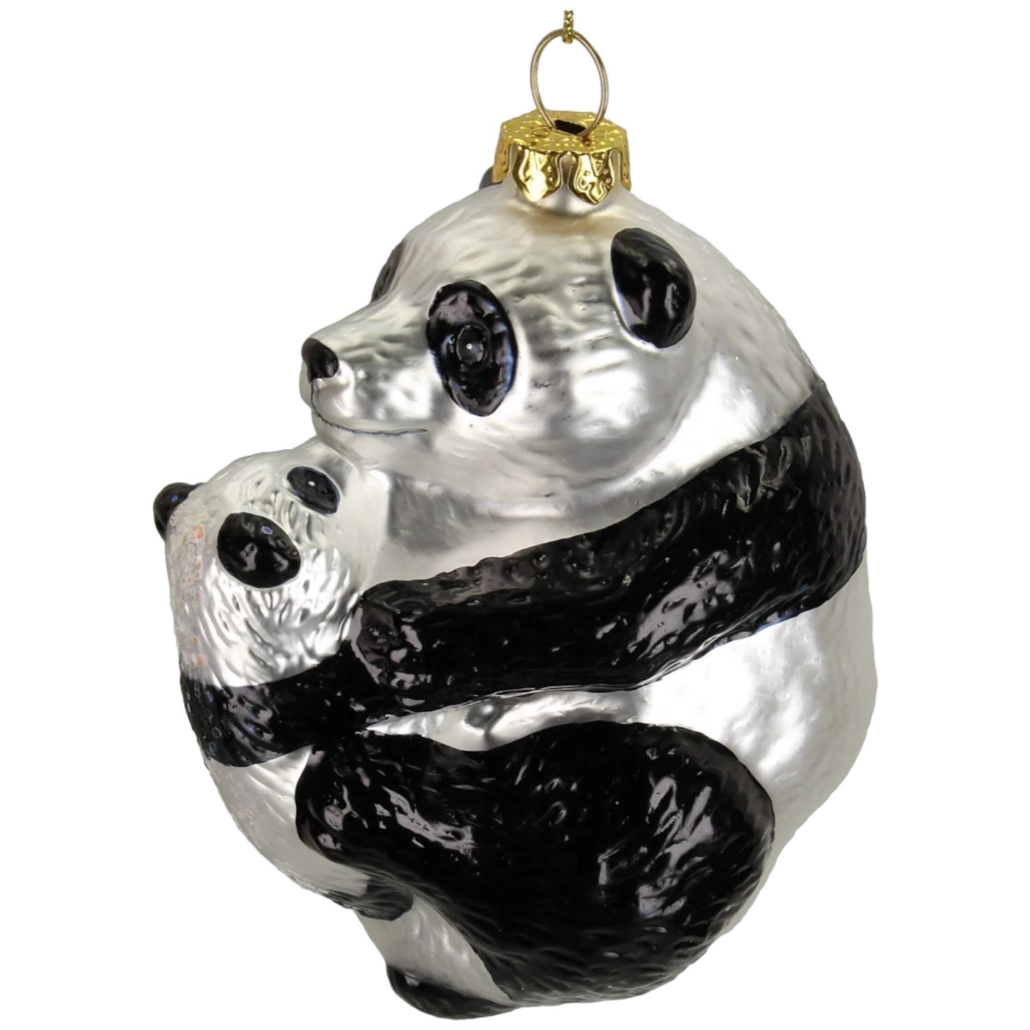 Cactula glazen kersthanger kerstbal Panda Ornament Panda Zwart 8x6x9cm