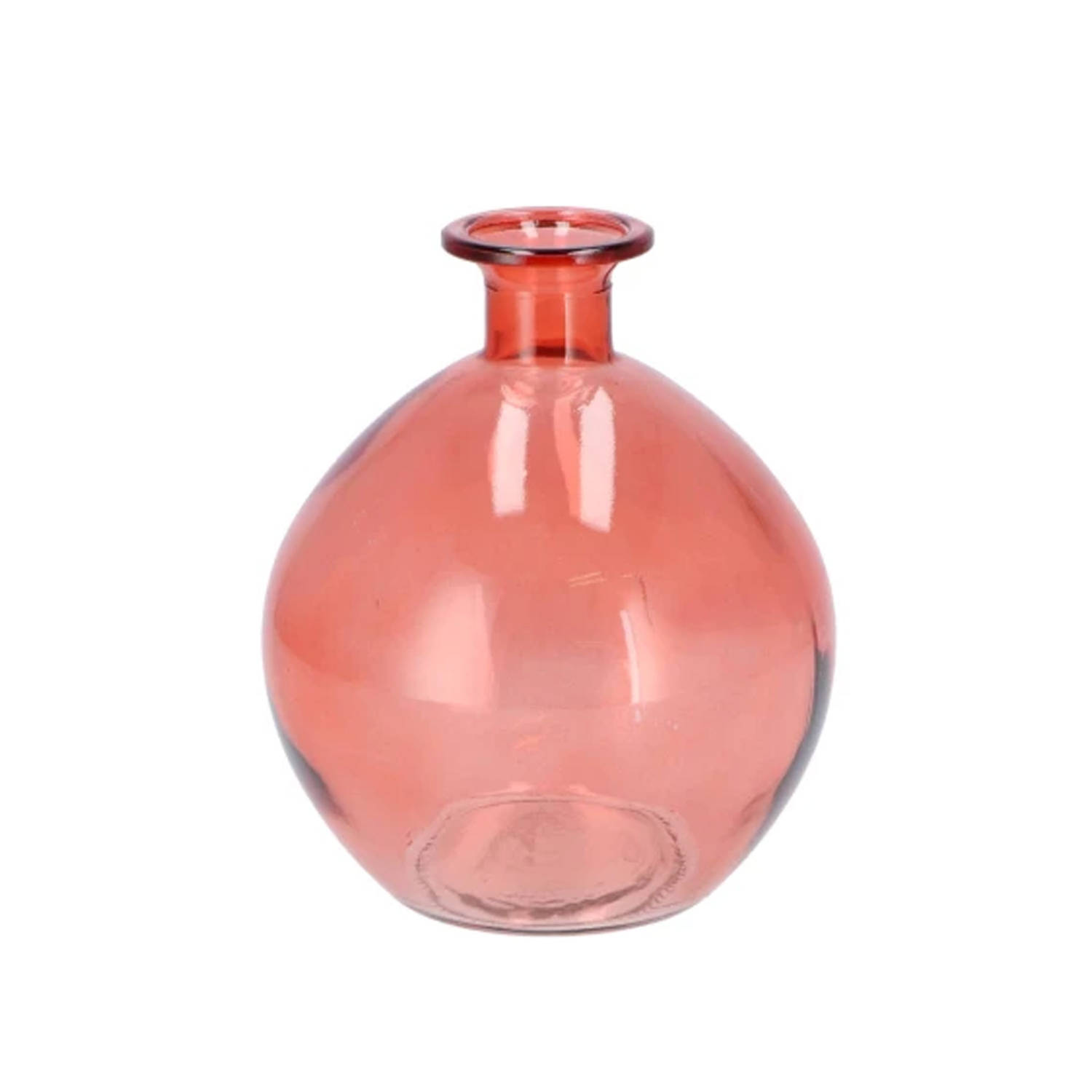 DK Design Bloemenvaas rond model - helder gekleurd glas - koraal roze - D13 x H15 cm