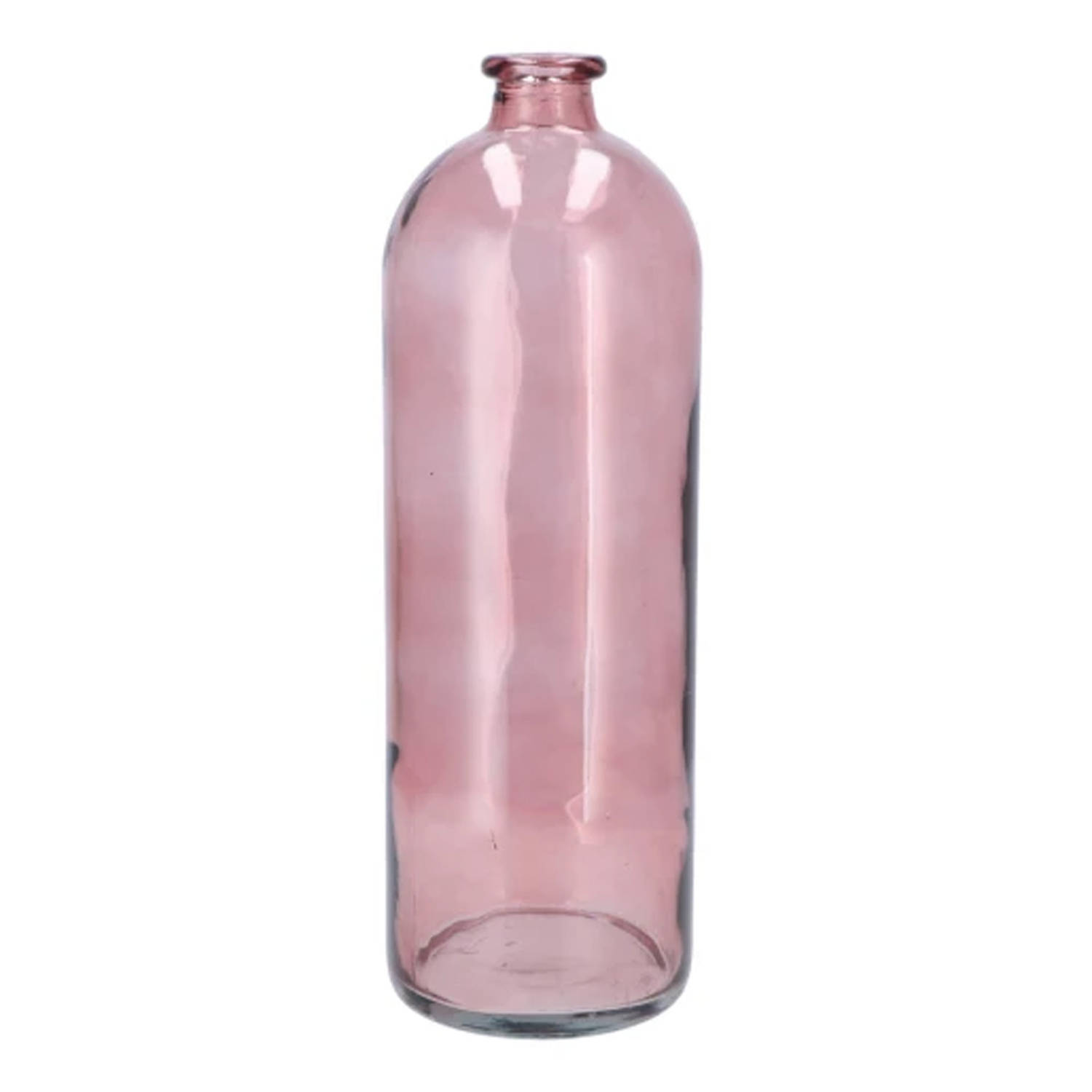 DK Design Bloemenvaas fles model - helder gekleurd glas - zacht roze - D14 x H41 cm