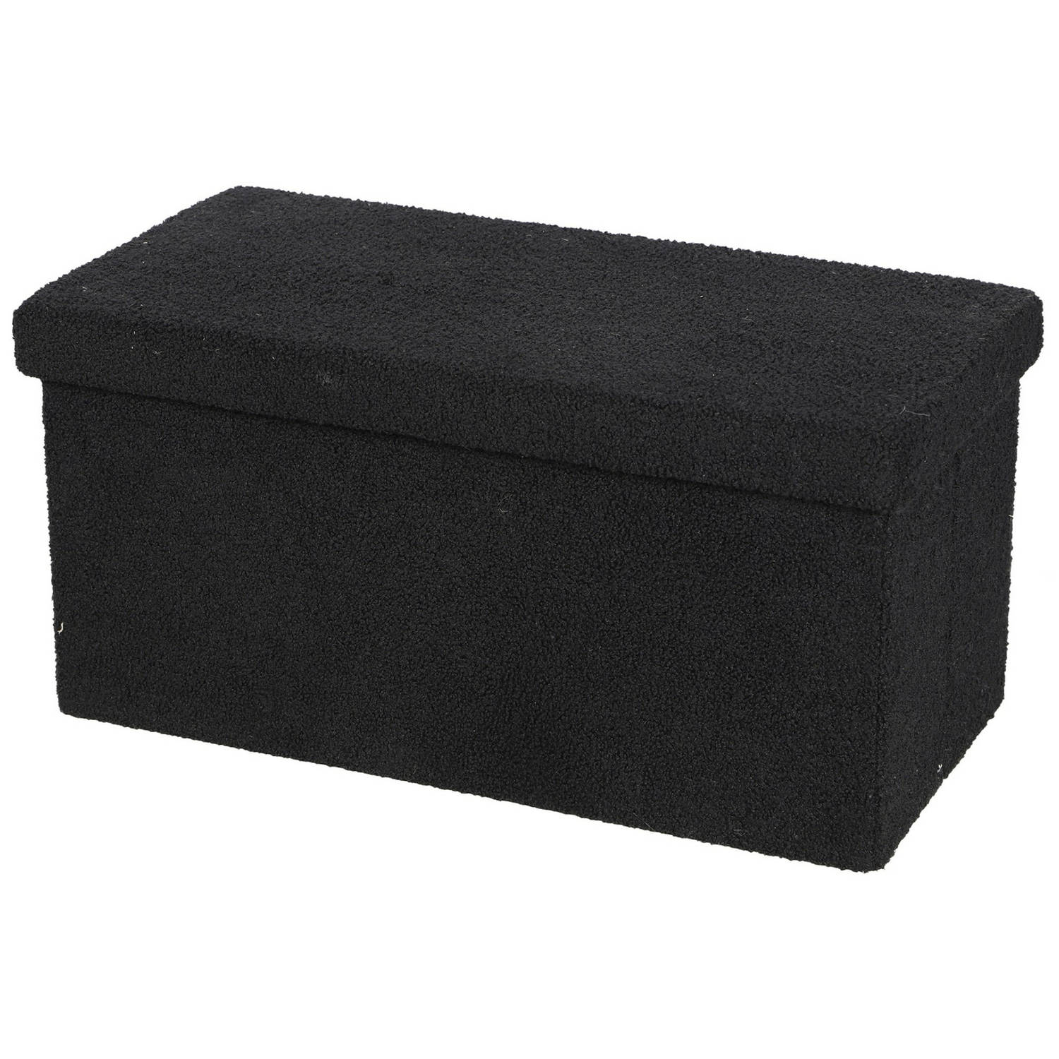 Urban Living Poef Square BOX - hocker - opbergbox - zwart - polyester/mdf - 76 x 38 x 38 cm - opvouwbaar - Extra groot/2-zits model