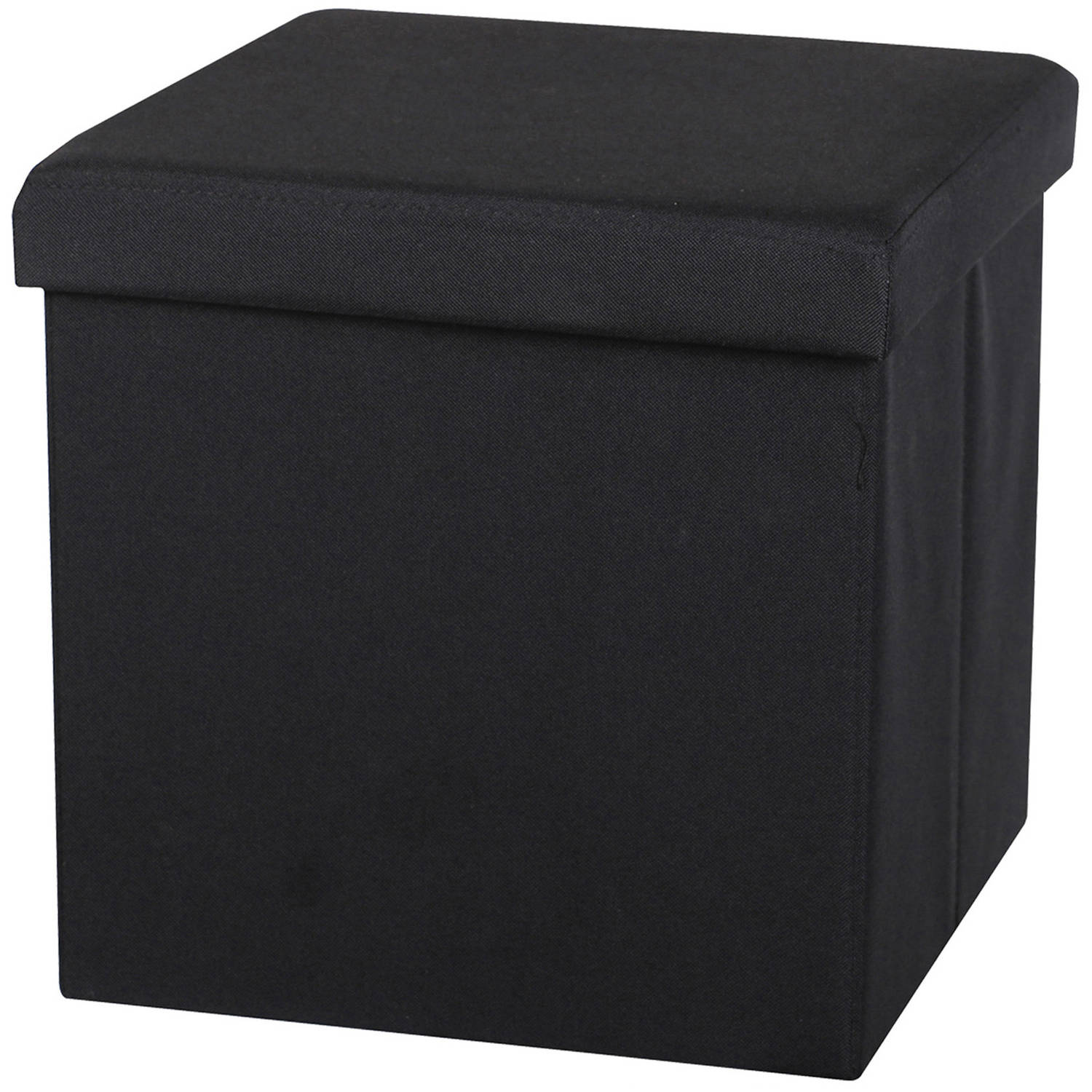 Urban Living Poef-hocker opbergbox zit krukje zwart linnen-mdf 37 x 37 cm opvouwbaar Poefs