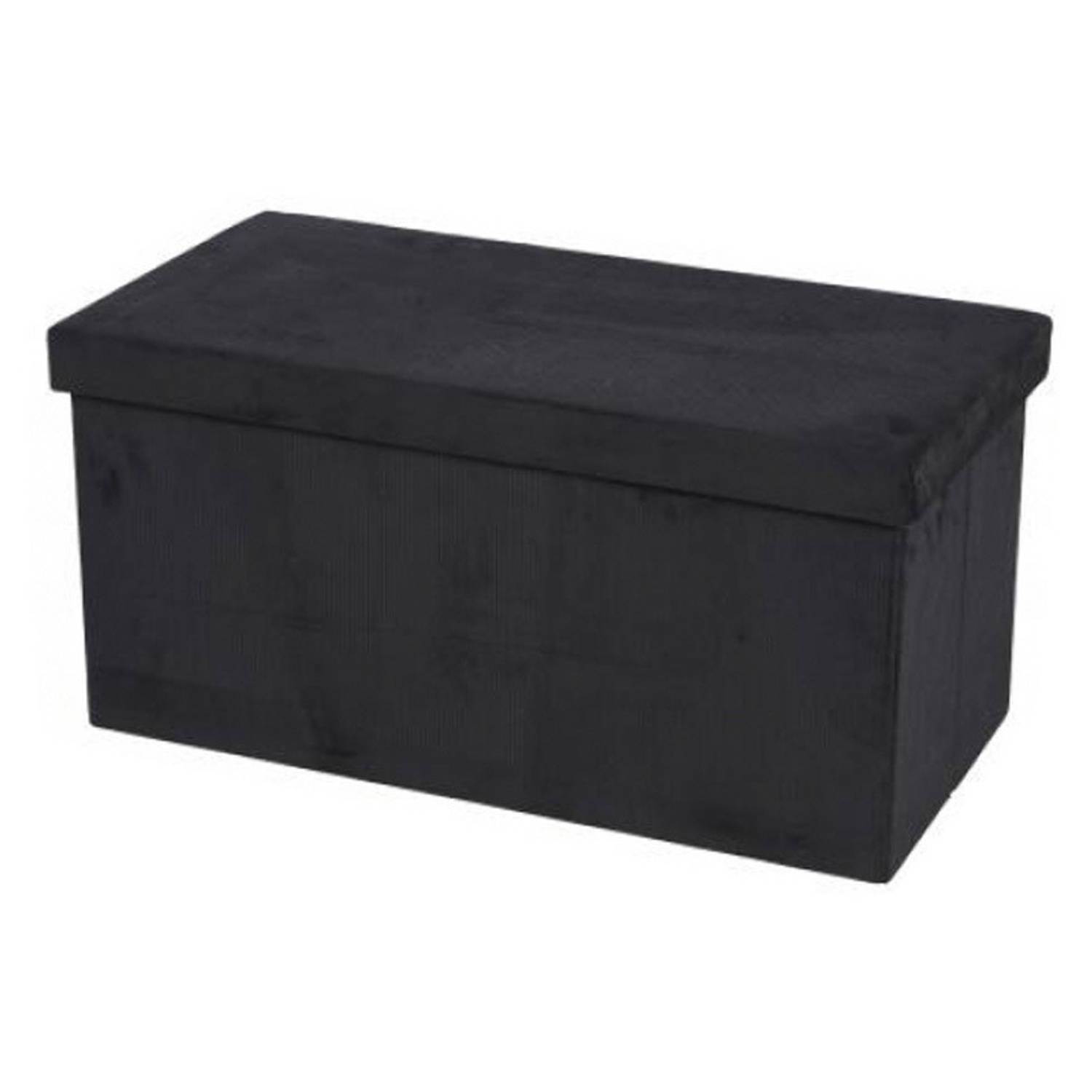 Urban Living Hocker bank - poef XXL - opbergbox - zwart - polyester/mdf - 76 x 38 x 38 cm - opvouwbaar