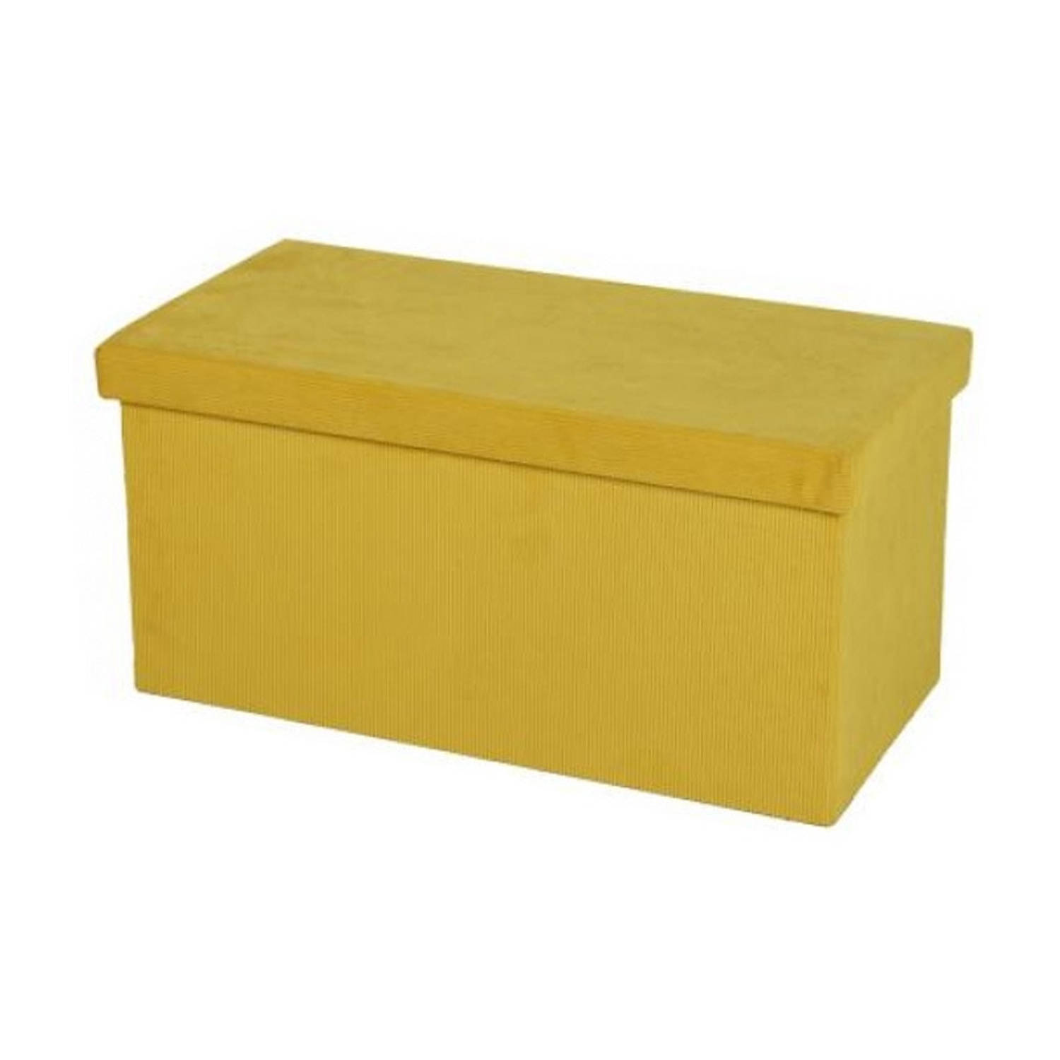 Urban Living Hocker bank - poef XXL - opbergbox - geel - polyester/mdf - 76 x 38 x 38 cm - opvouwbaar