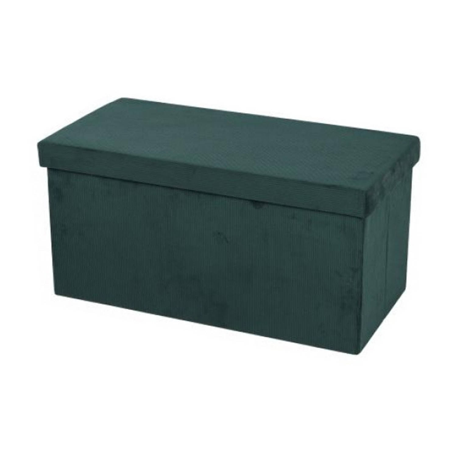 Hocker bank poef XXL opbergbox smaragd groen polyester-mdf 76 x 38 x 38 cm Poefs