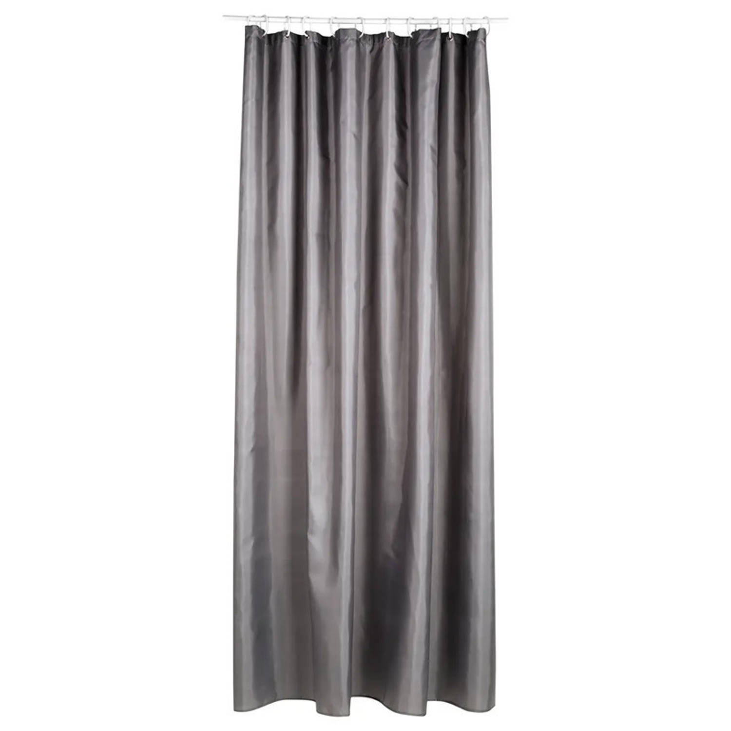 5Five Douchegordijn - grijs - polyester - 180 x 200 cm - inclusief ringen - Voor bad en douche