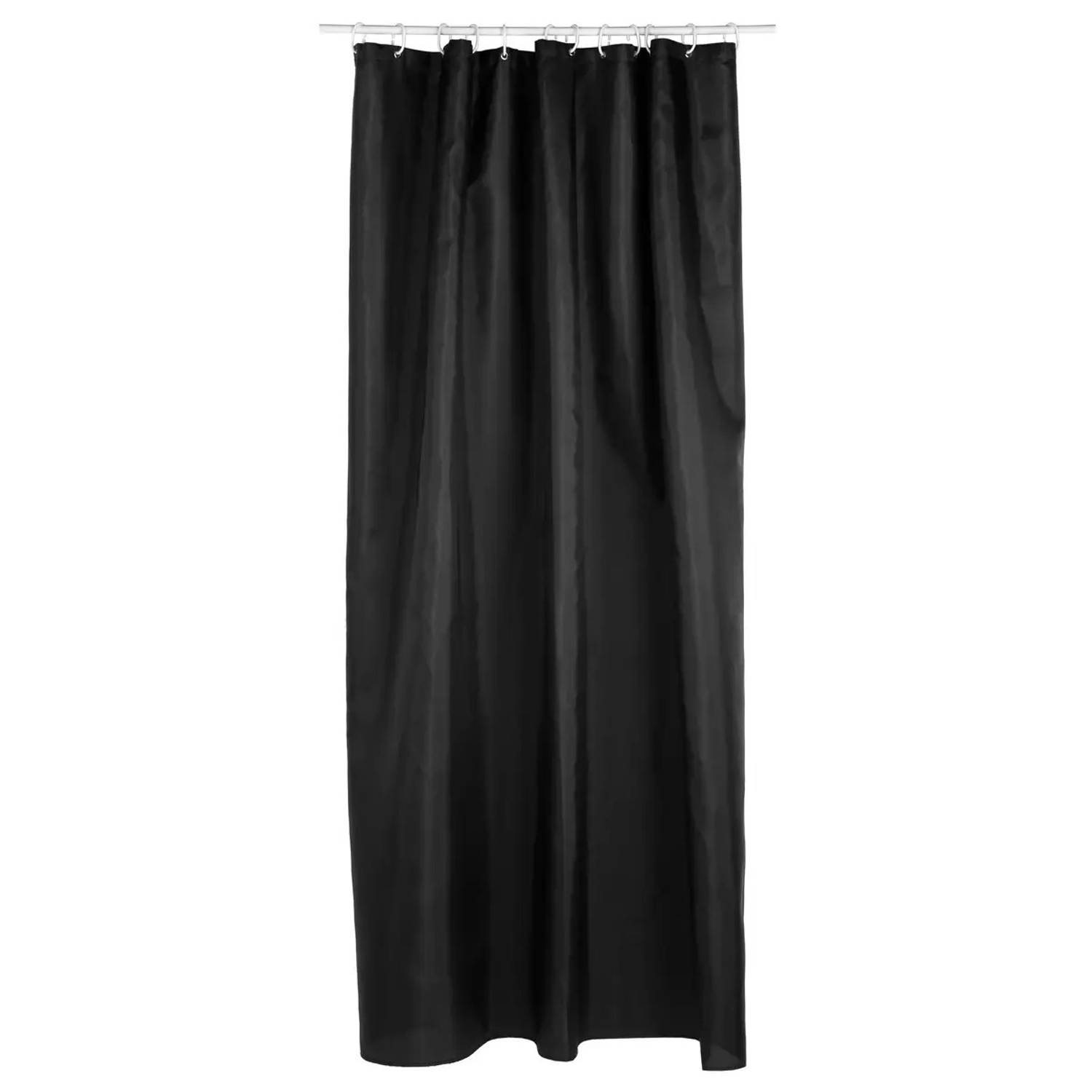 5Five Douchegordijn zwart polyester 180 x 200 cm inclusief ringen Douchegordijnen
