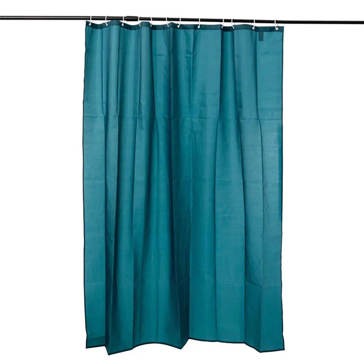 5Five Douchegordijn - petrol blauw - polyester - 180 x 200 cm - inclusief ringen - Voor bad en douche