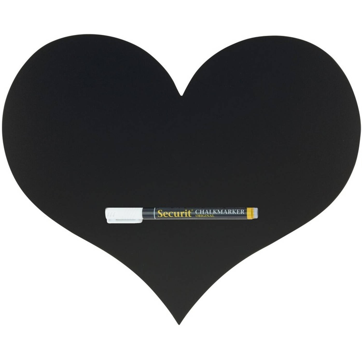 Zwart hart krijtbord-schoolbord met 1 stift 30 x 36 cm Krijtborden