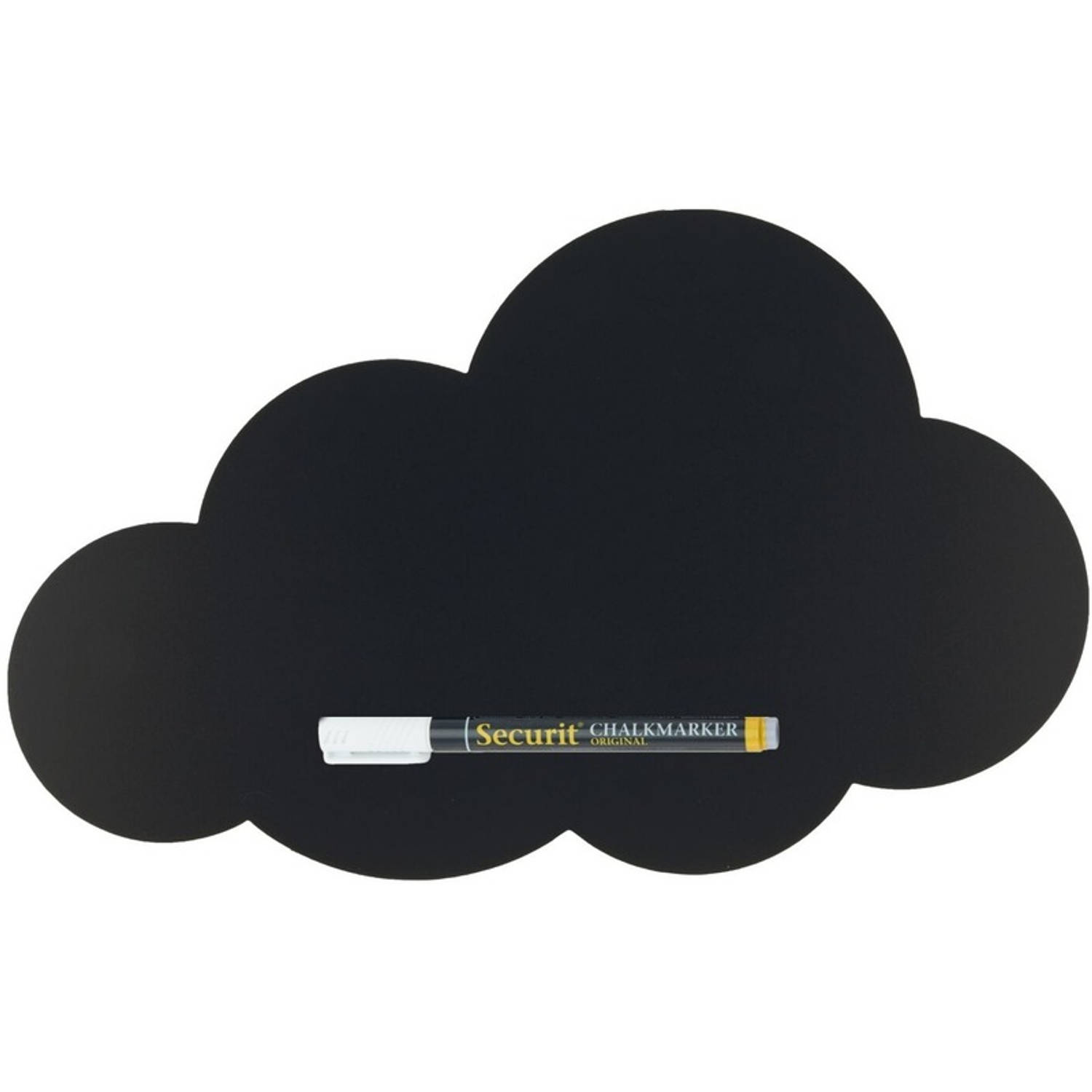 Zwart wolk krijtbord-schoolbord met 1 stift 49 x 30 cm Krijtborden