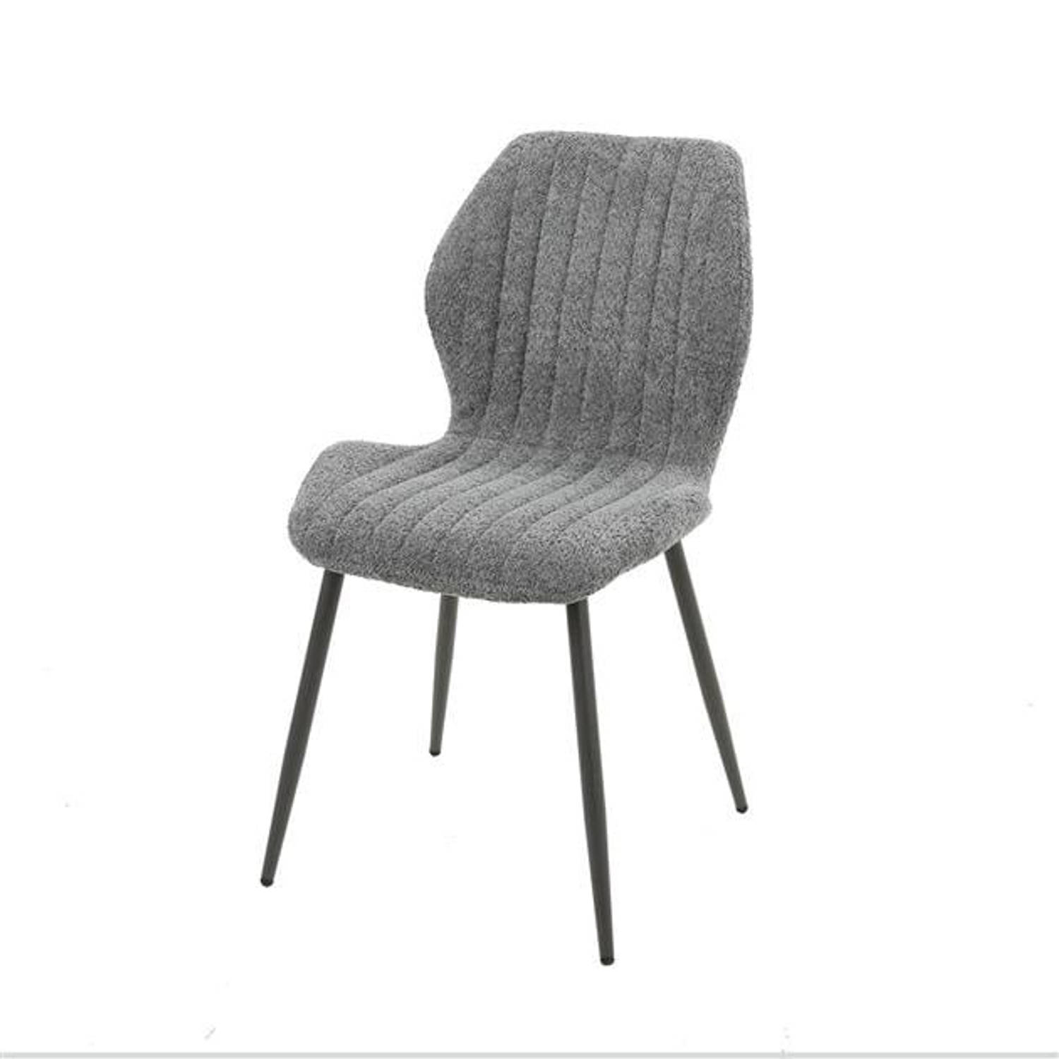 Set van 4 eetkamerstoelen Chantal bouclé grijs