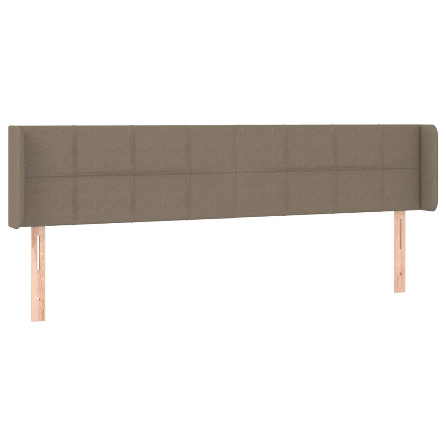 The Living Store Hoofdbord met randen 183x16x78/88 cm stof taupe - Bedonderdeel