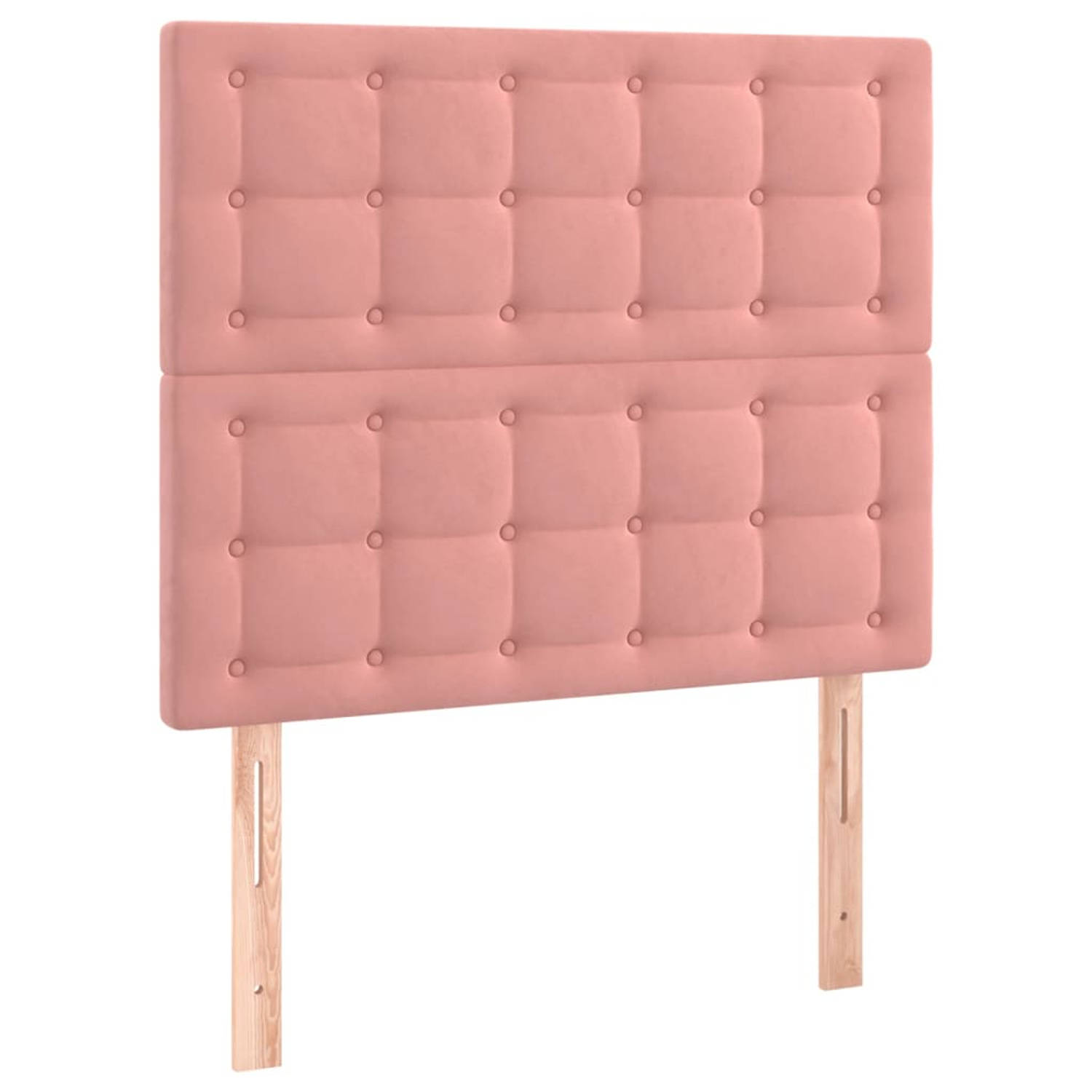 The Living Store Hoofdborden 2 st 80x5x78/88 cm fluweel roze - Bedonderdeel