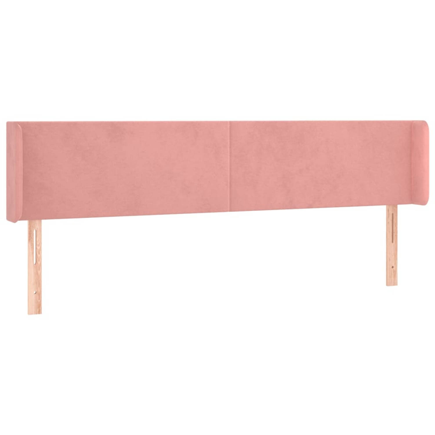 The Living Store Hoofdbord met randen 203x16x78/88 cm fluweel roze - Bedonderdeel