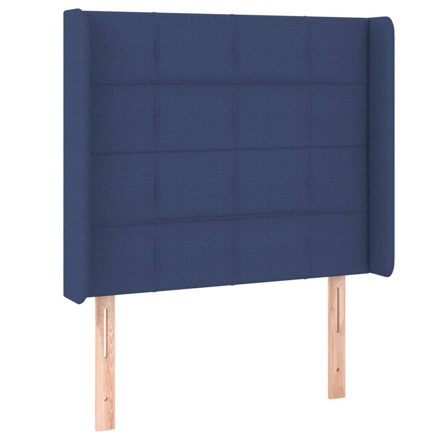 The Living Store Hoofdbord met randen 93x16x118/128 cm stof blauw - Bedonderdeel