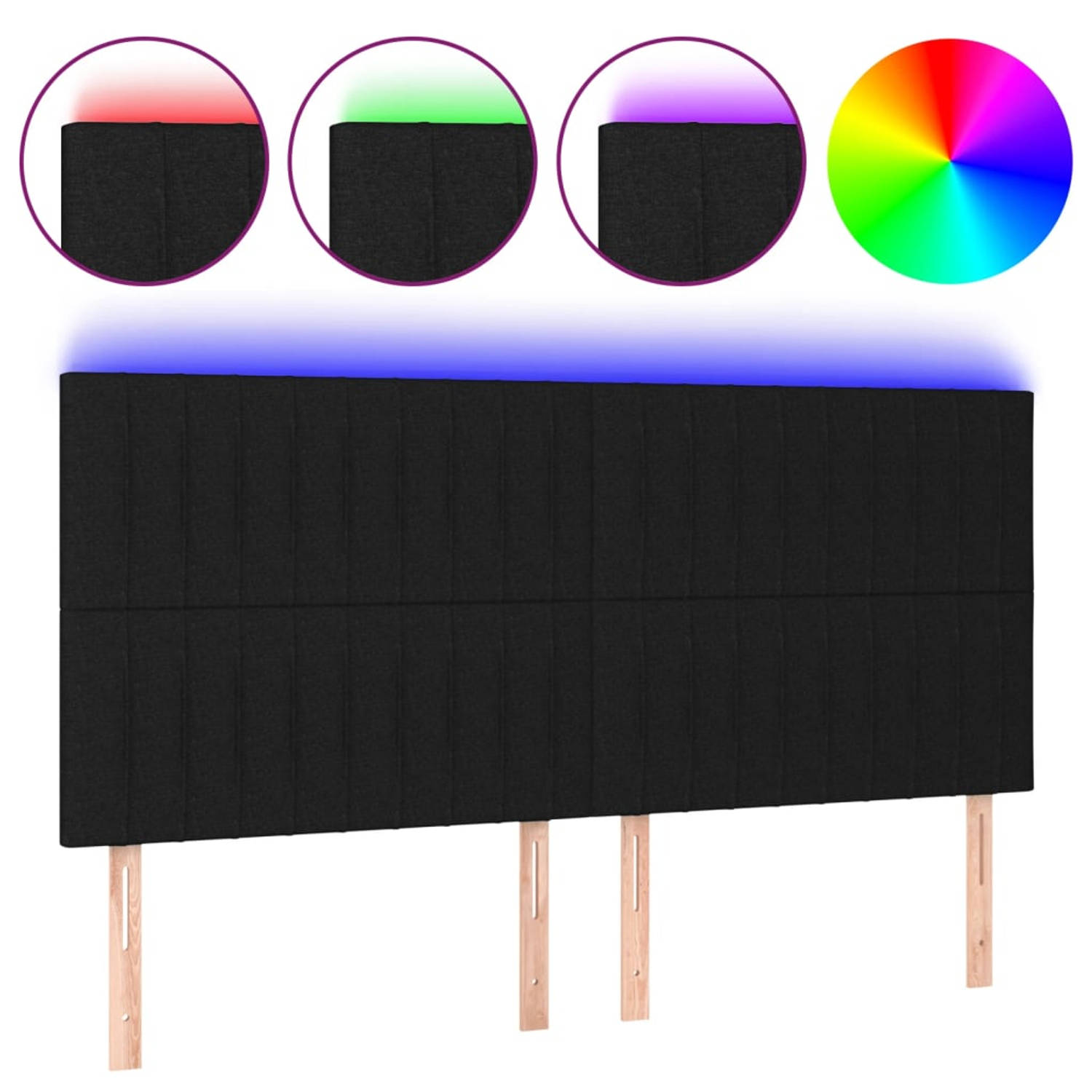 The Living Store LED-hoofdbord - Hoogte verstelbaar - Comfortabele ondersteuning - Kleurrijke LED-verlichting - Duurzaam materiaal - Snijdbare LED-strip - Montagehandleiding inbegr