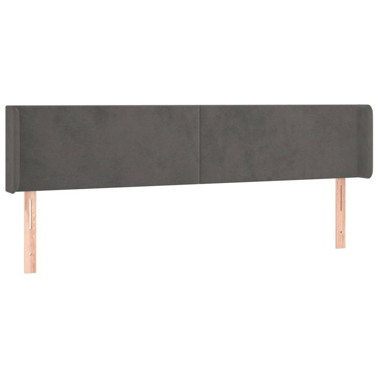 The Living Store Hoofdeind Bedombouw - 183x16x78/88 cm - Fluweel - Donkergrijs