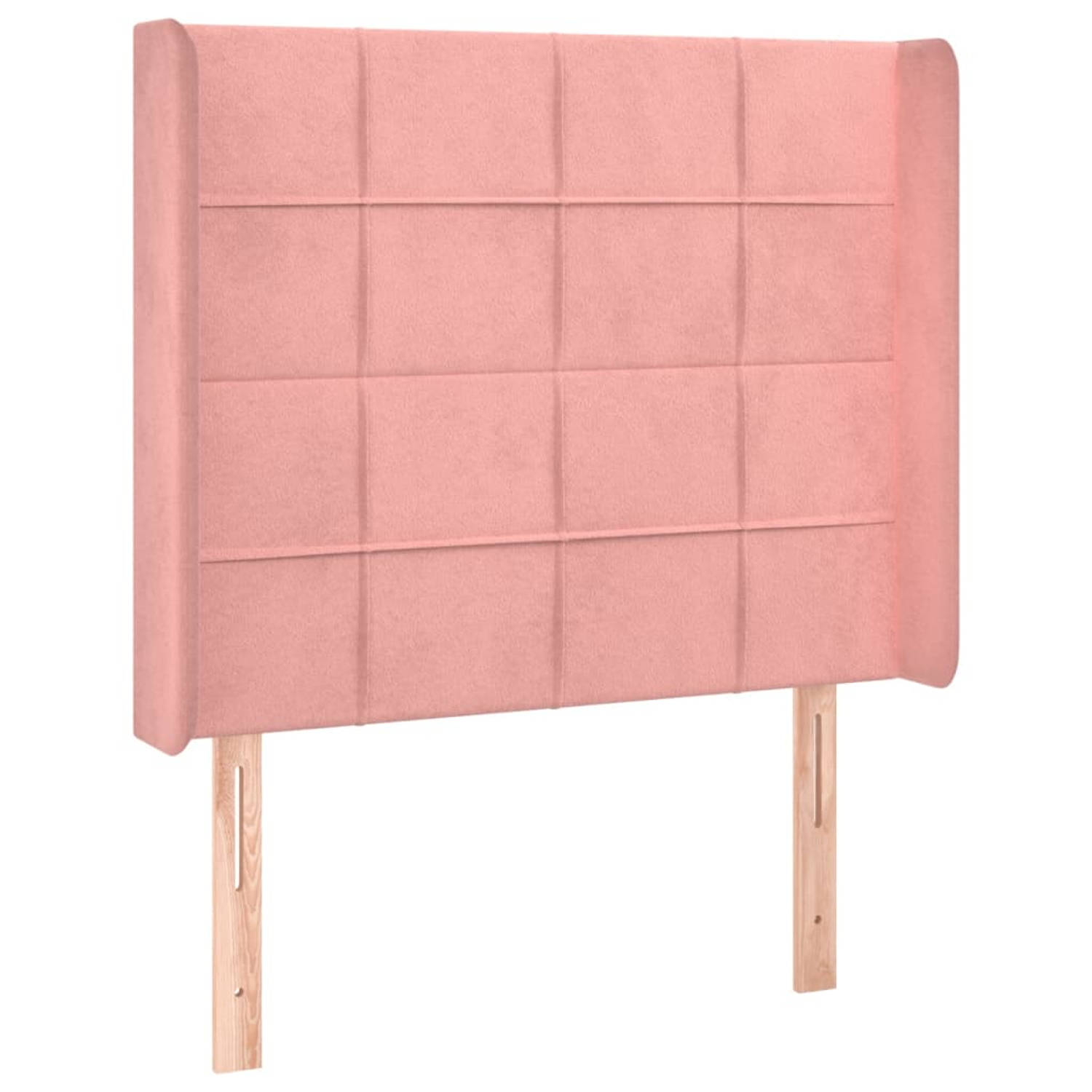 The Living Store Hoofdbord met randen 103x16x118/128 cm fluweel roze - Bedonderdeel