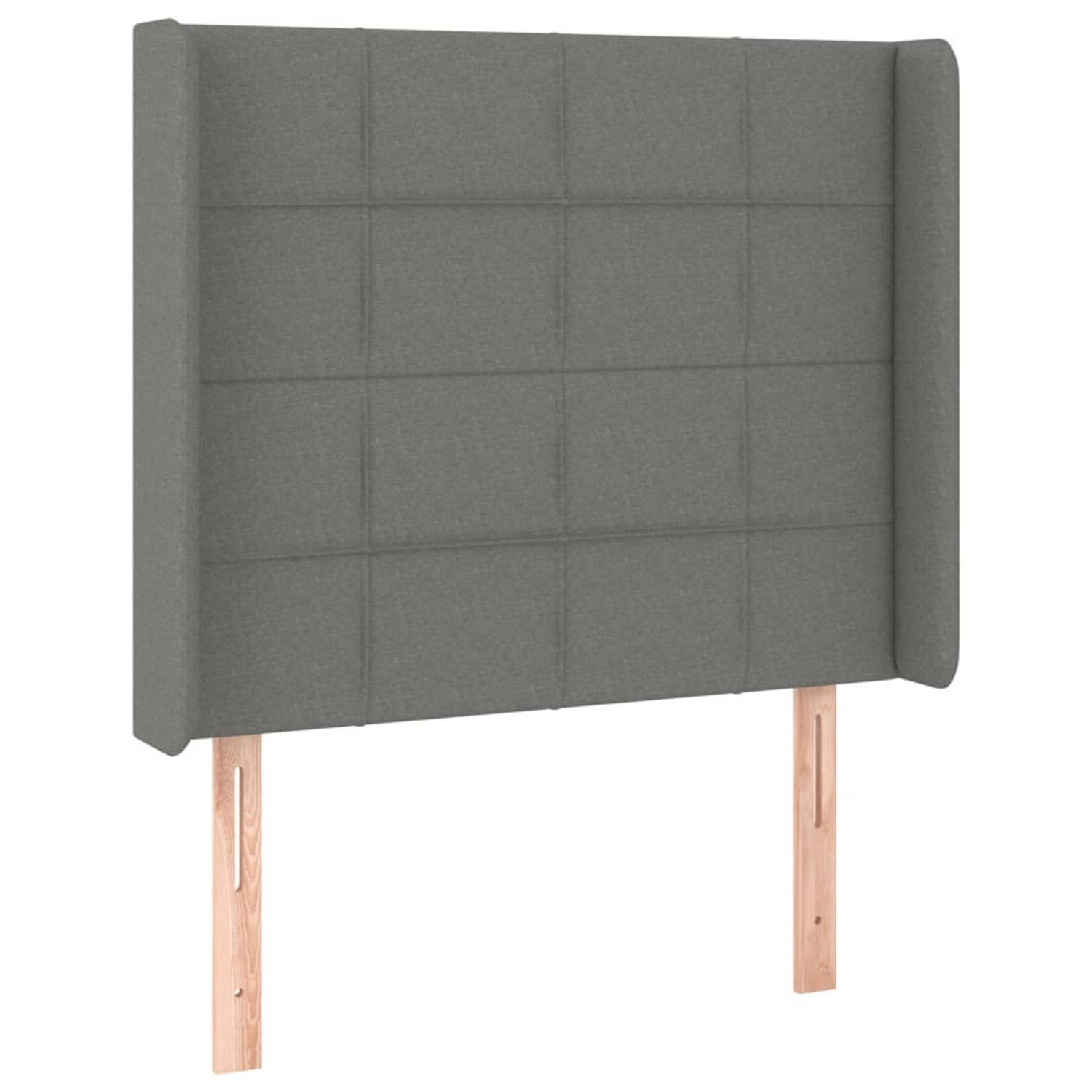 The Living Store Hoofdbord met randen 103x16x118/128 cm stof donkergrijs - Bedonderdeel
