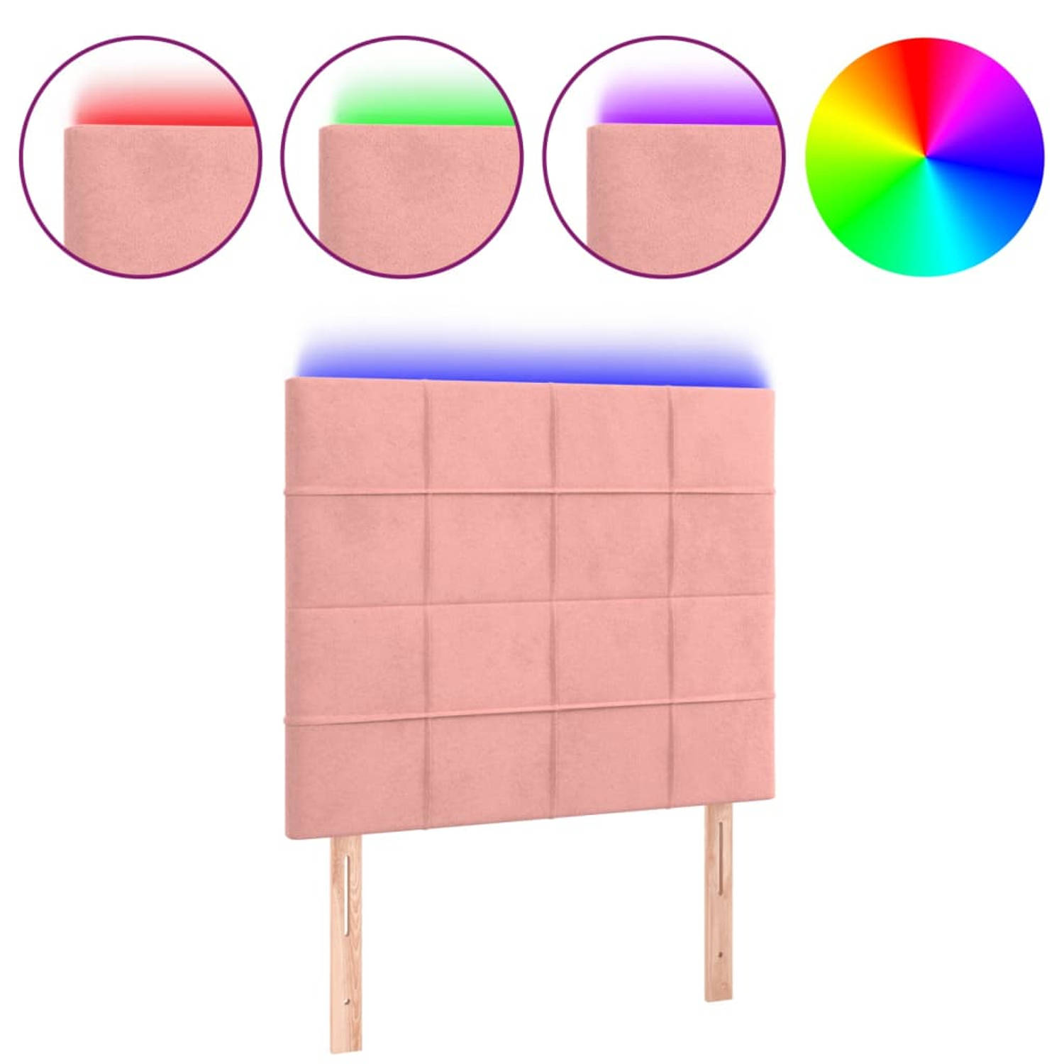 The Living Store Hoofdbord LED 100x5x118/128 cm fluweel roze - Bedonderdeel