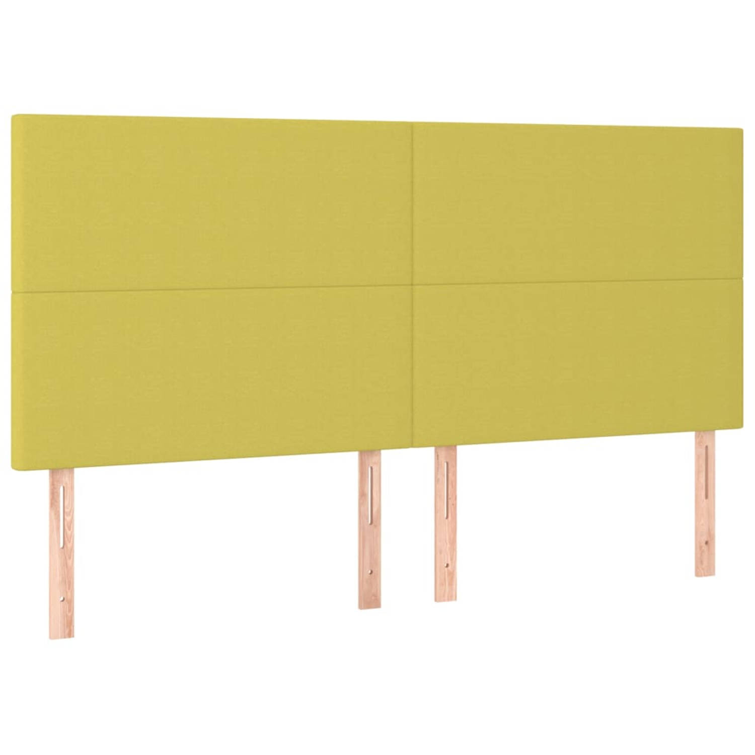 The Living Store Hoofdborden 4 st 100x5x78/88 cm stof groen - Bedonderdeel