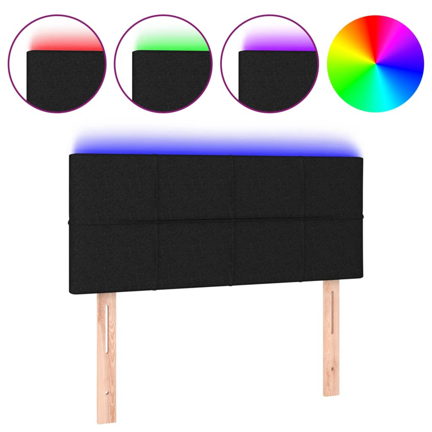 The Living Store Hoofdeinde - Bedaccessoires LED- Verstelbaar - Duurzaam stof - Kleurrijk - Snijdbare LED-strip