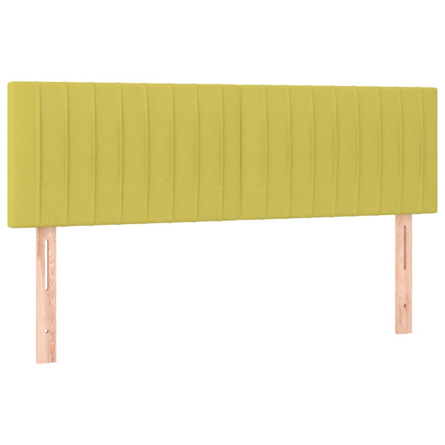The Living Store Hoofdbord - Groen - Stof en hout - Verstelbaar - 144x5x78/88 cm - Inclusief 2x hoofdeind