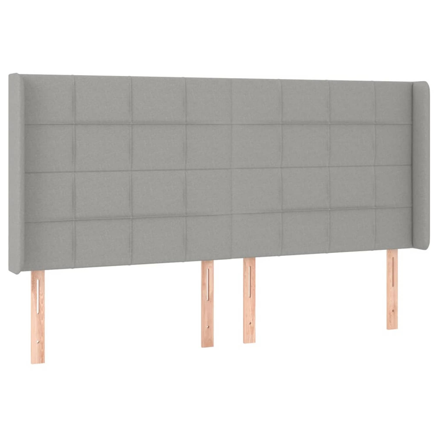The Living Store Hoofdbord Bed - 183 x 16 x 118/128 cm - Lichtgrijs - Duurzaam en Verstelbaar
