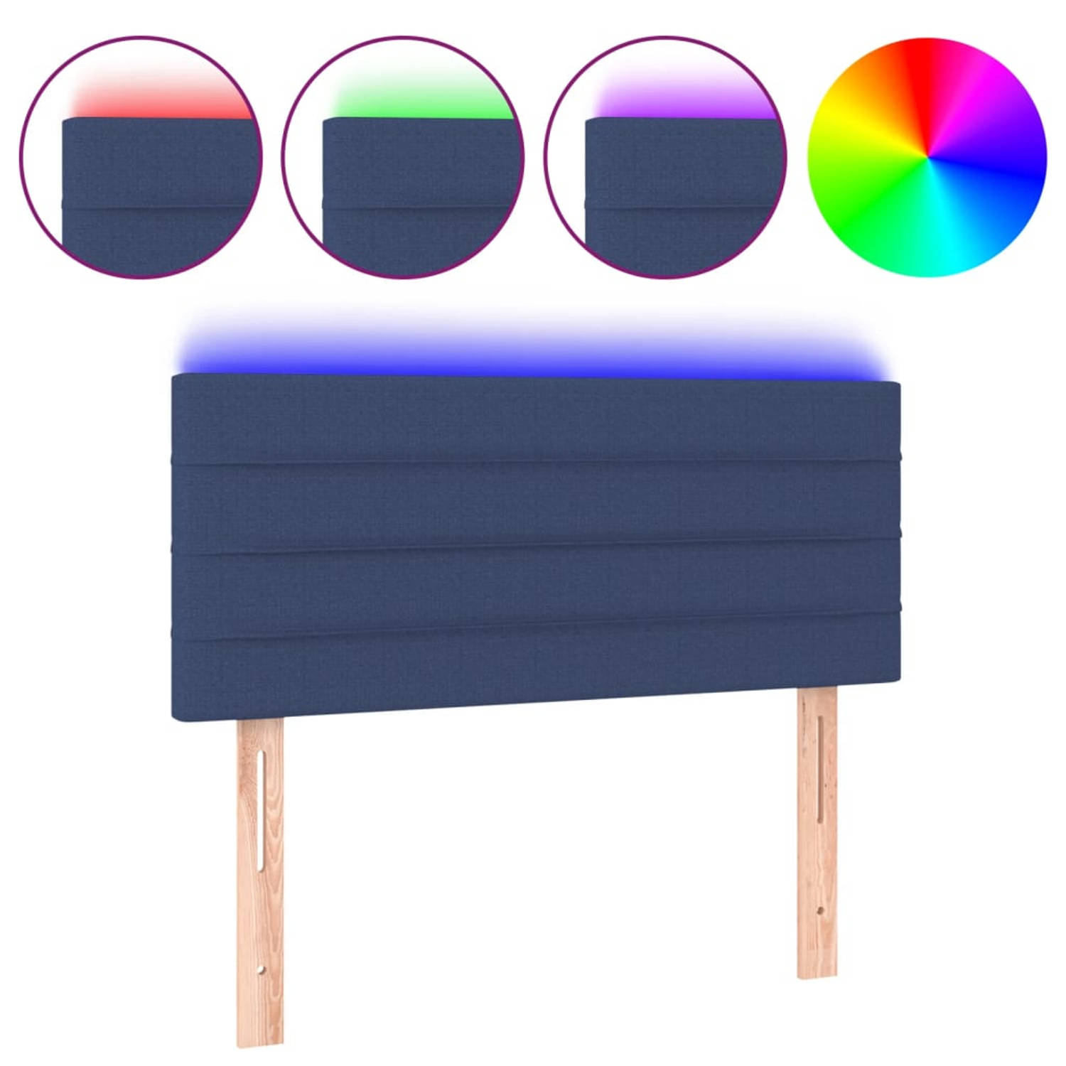 The Living Store Hoofdbord LED 90x5x78/88 cm stof blauw - Bedonderdeel