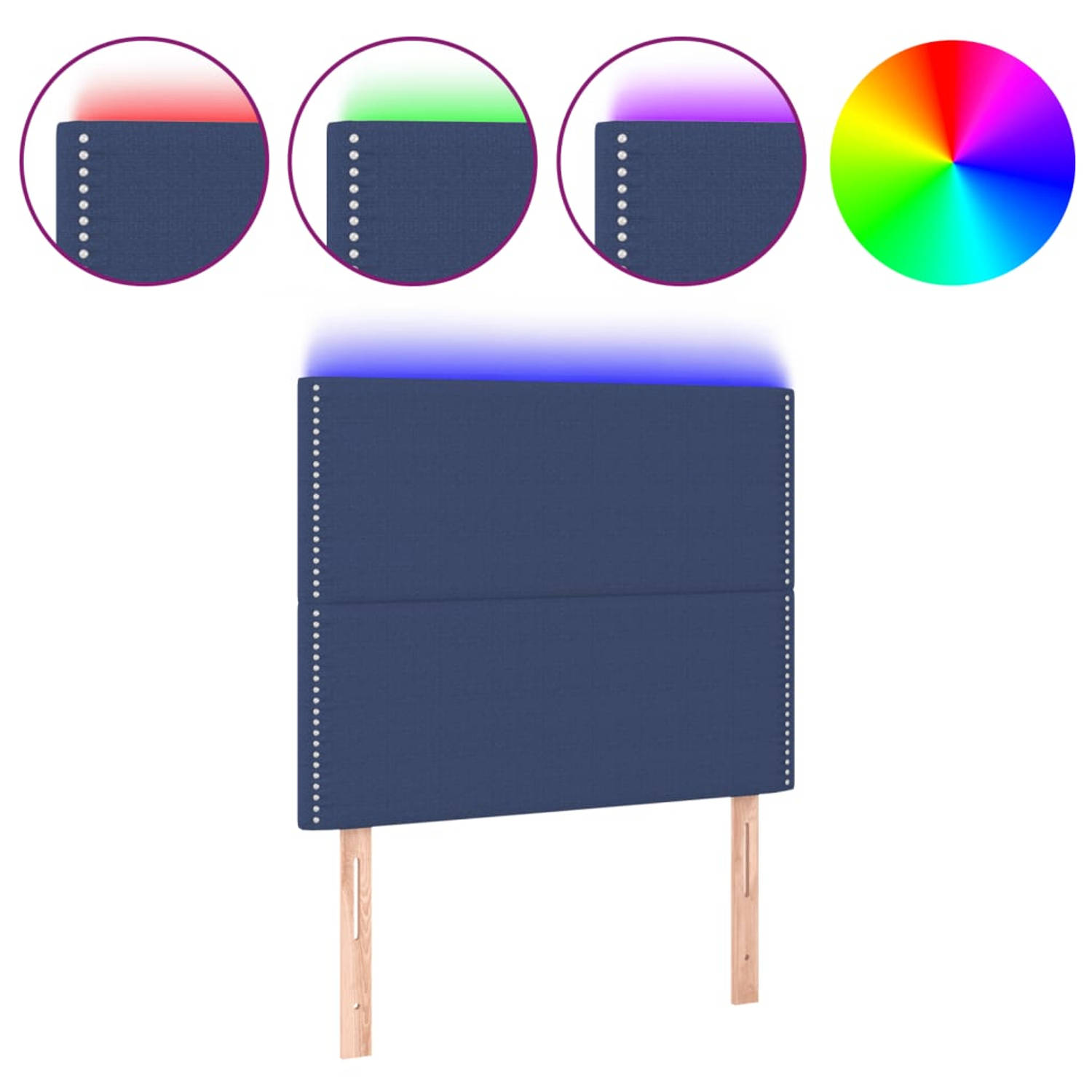 The Living Store Hoofdeind Blauw LED - 100x5x118/128cm - Verstelbaar Hoogte - Duurzaam Materiaal