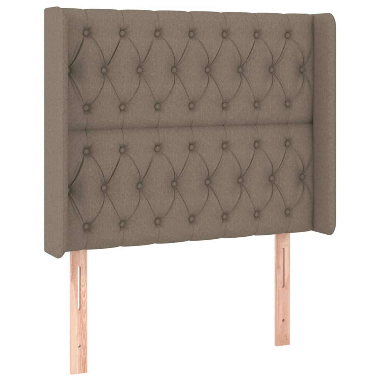The Living Store Hoofdbord met randen 103x16x118/128 cm stof taupe - Bedonderdeel