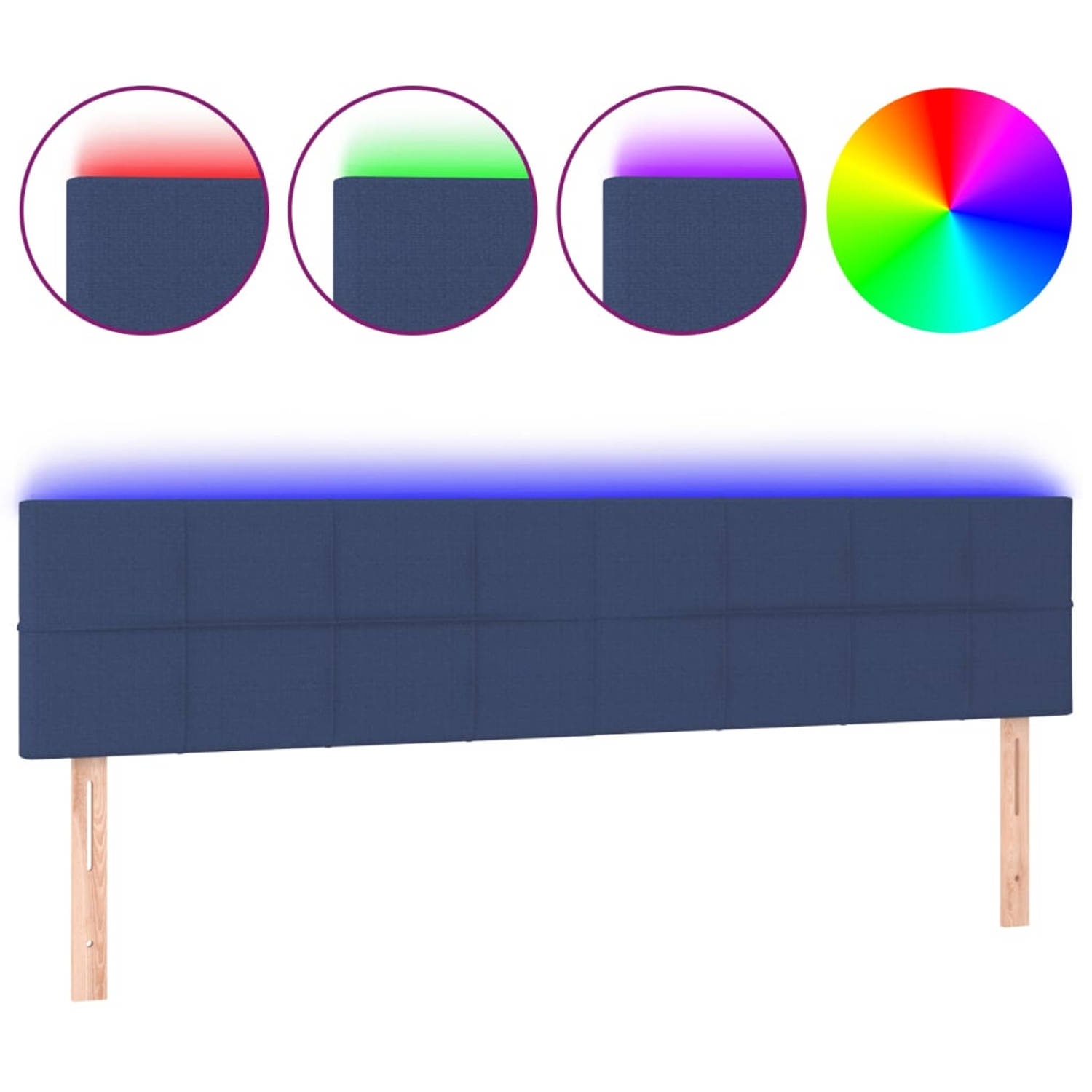 The Living Store Hoofdbord LED 160x5x78/88 cm stof blauw - Bedonderdeel