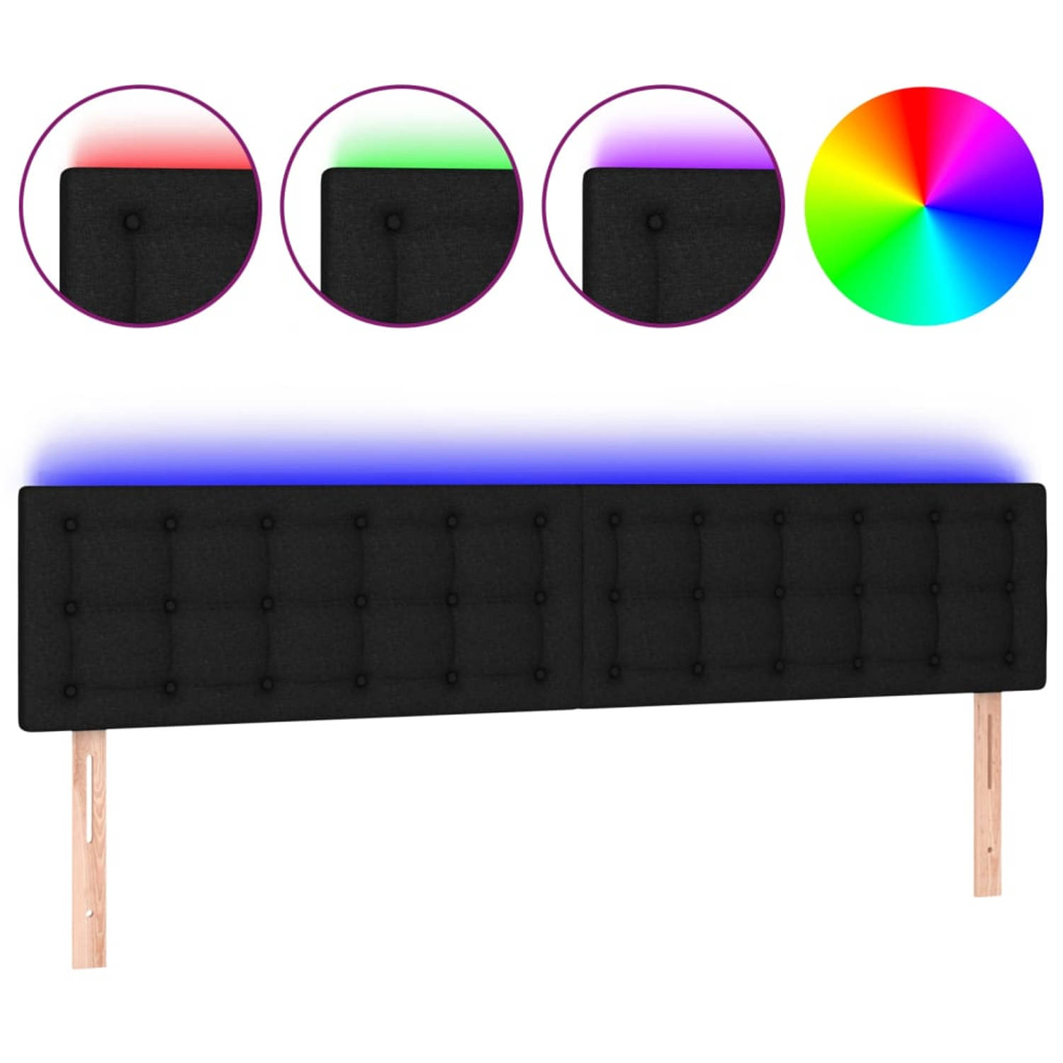 The Living Store LED-hoofdeind - Hoofdeind - 200 x 5 x 78/88 cm - Kleurrijk - Verstelbaar