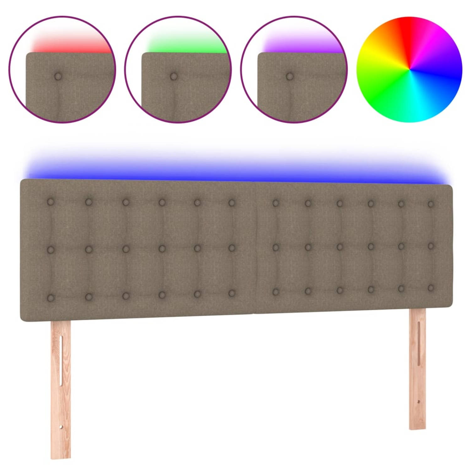The Living Store Klassiek LED-hoofdbord - Hoogte verstelbaar - Duurzaam materiaal - Kleurrijke LED-verlichting -