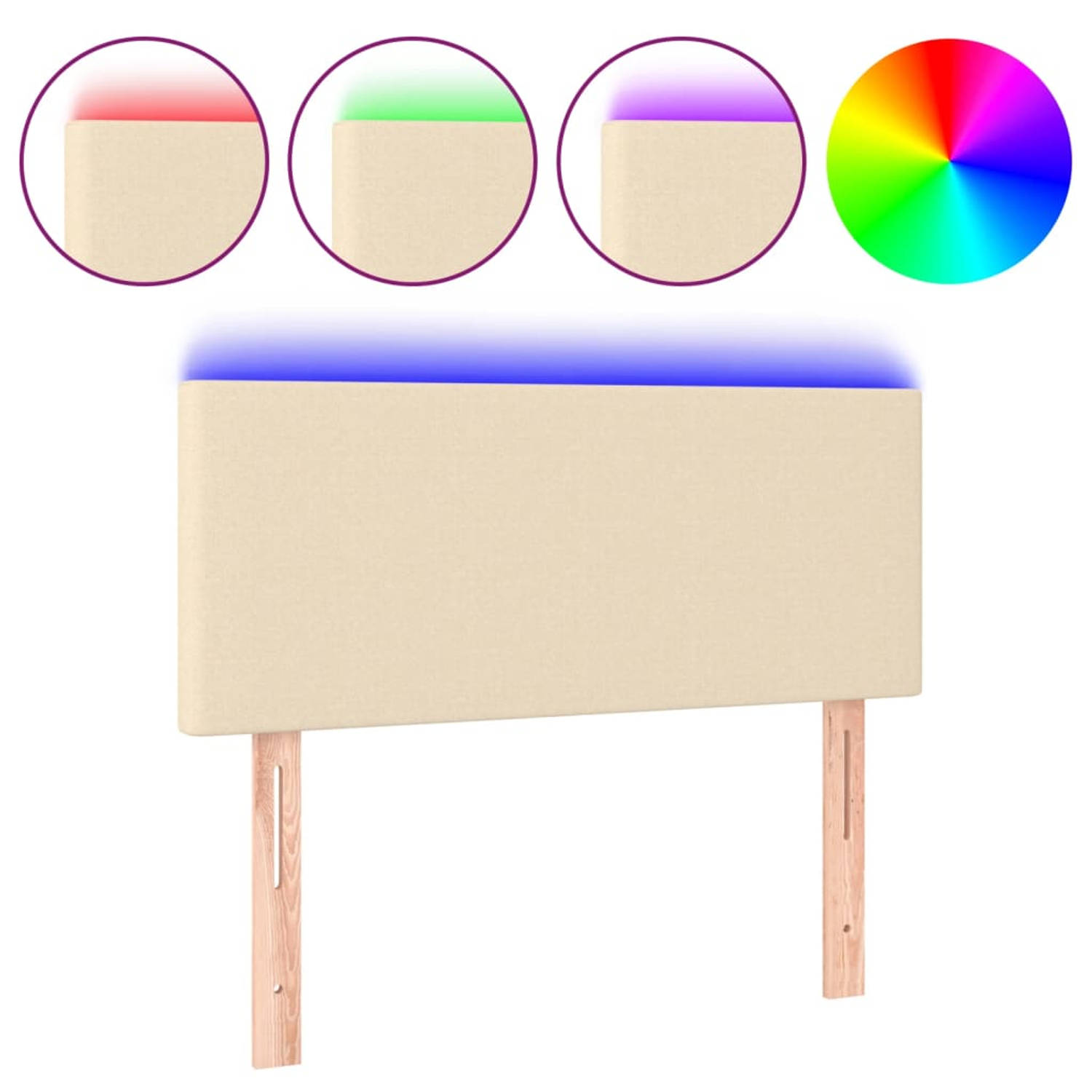 The Living Store Hoofdeinde - LED-hoofdbord - 90 x 5 x 78/88 cm - Kleur- crème - Verstelbare hoogte - Duurzaam