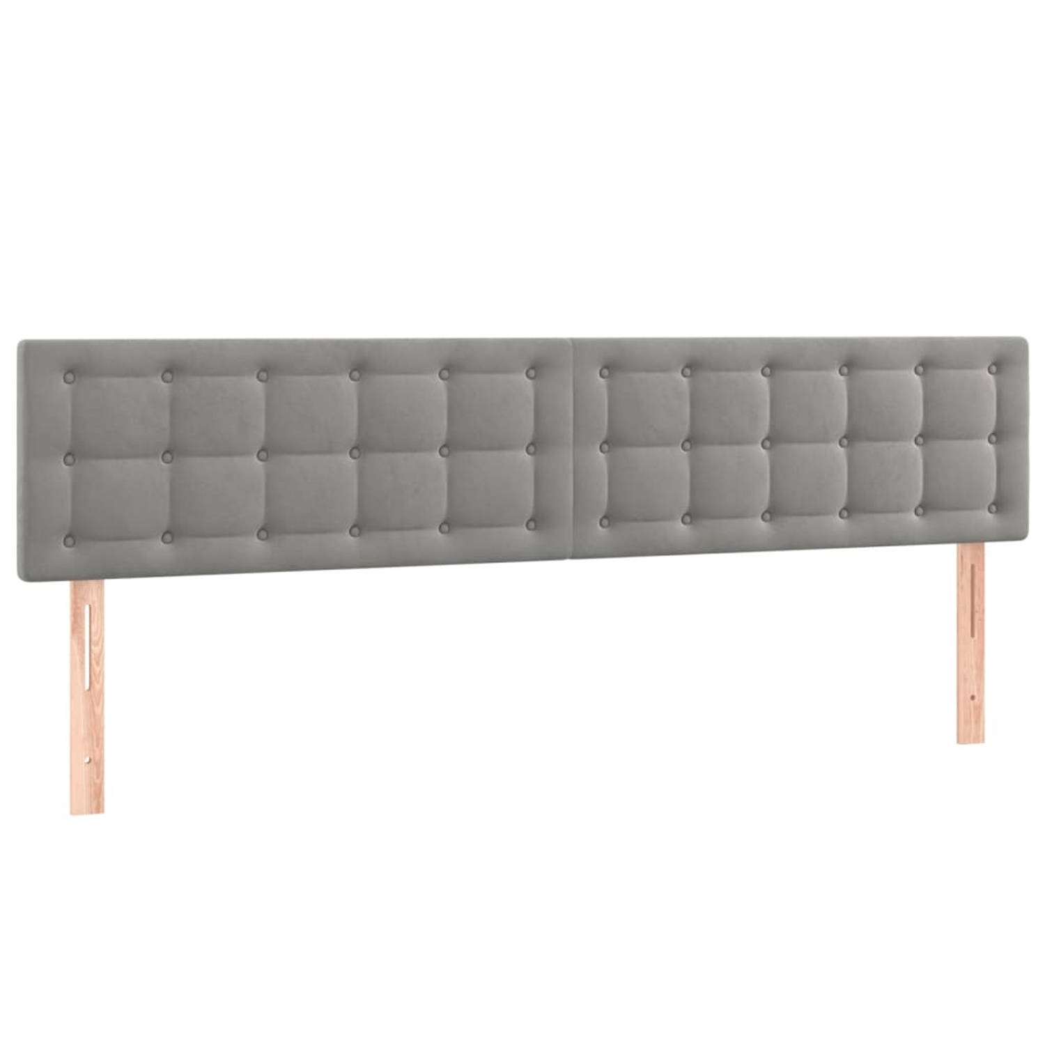 The Living Store Hoofdborden 2 st 80x5x78/88 cm fluweel lichtgrijs - Bedonderdeel