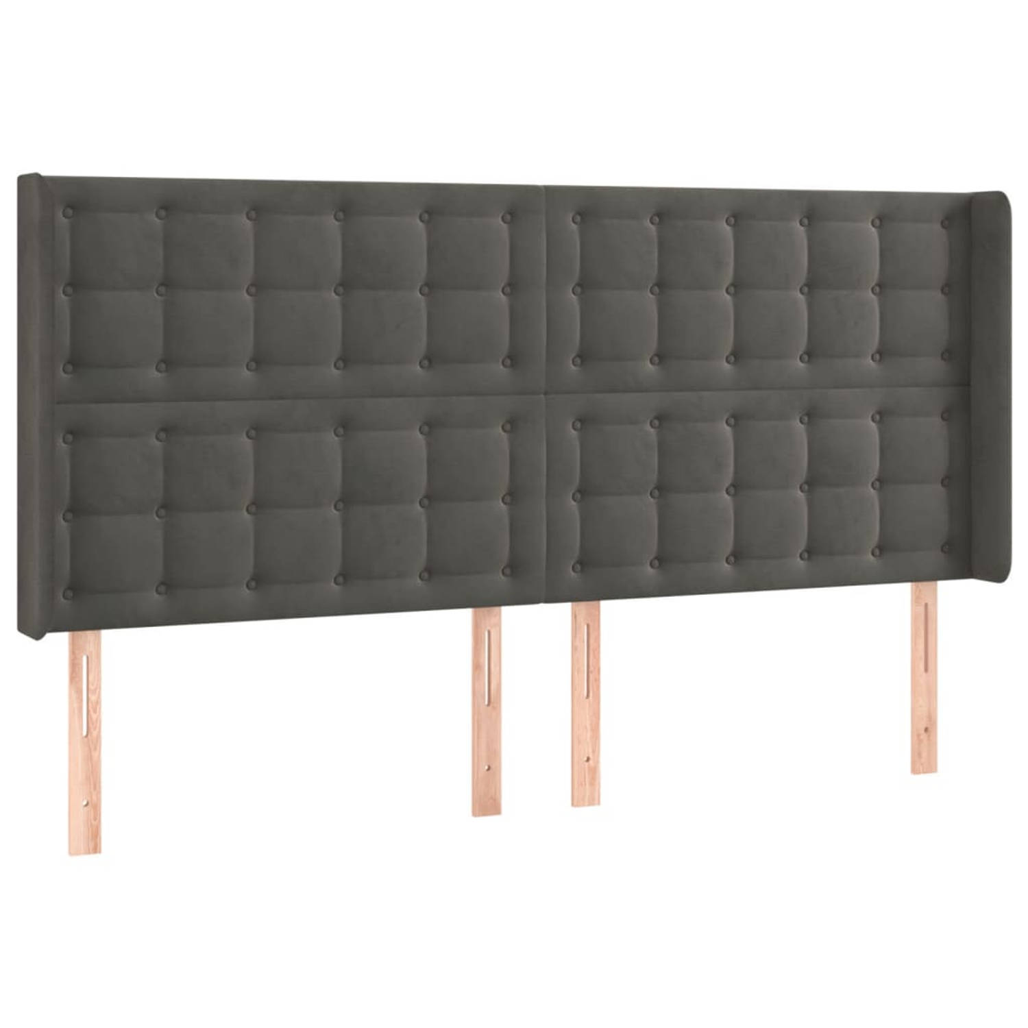 The Living Store Hoofdeind Bedaccessoires - 183 x 16 x 118/128 cm - Donkergrijs