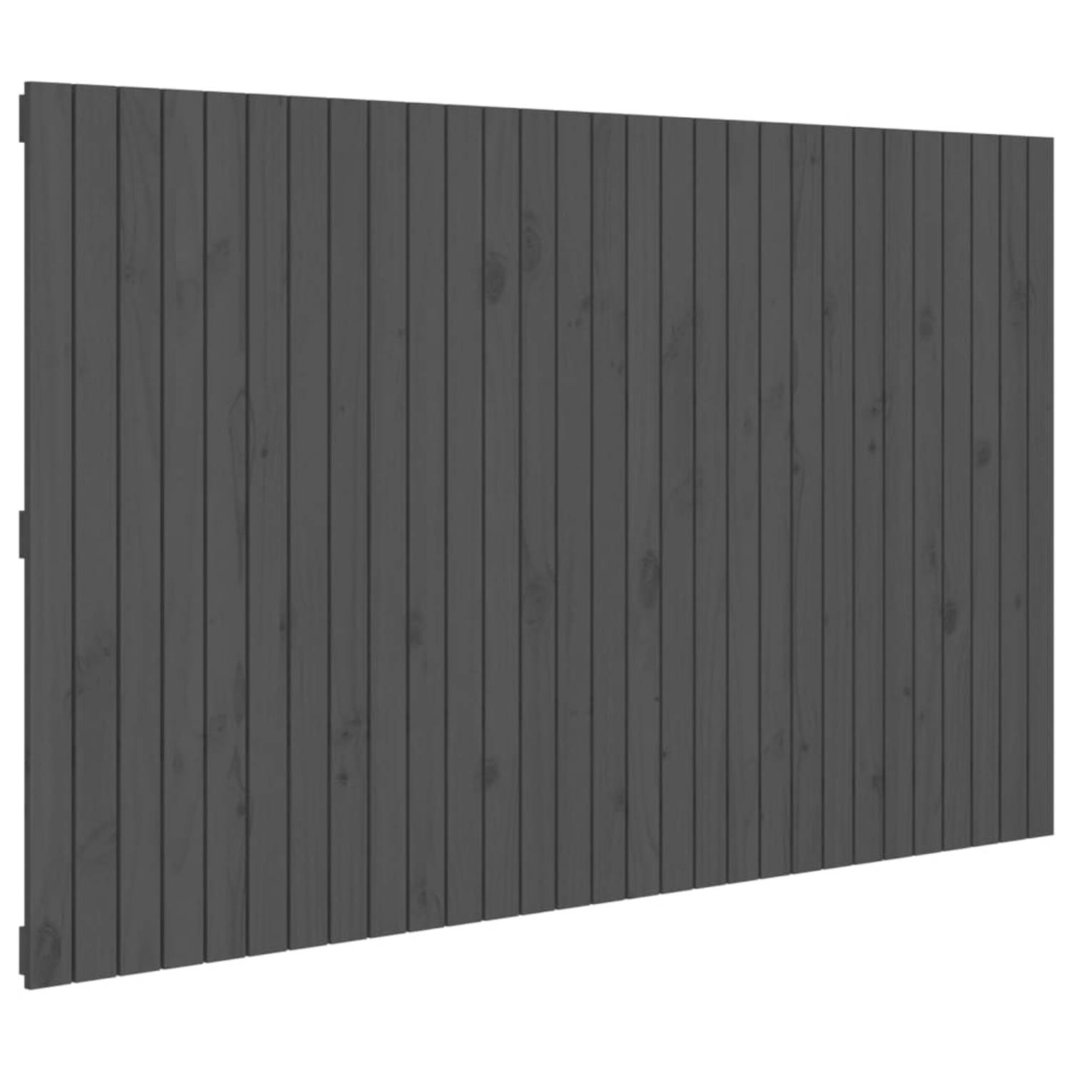 The Living Store Wandhoofdbord 185x3x110 cm massief grenenhout grijs - Bedonderdeel