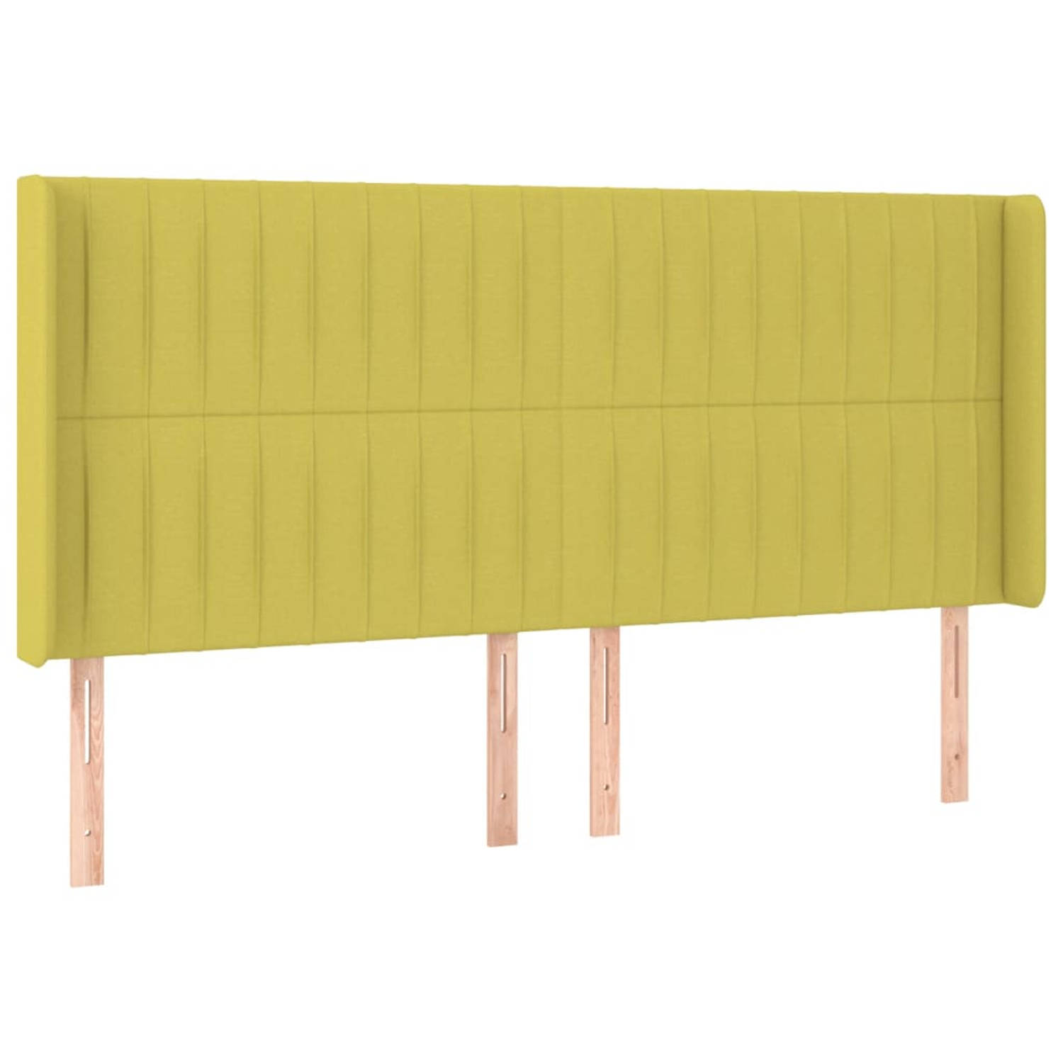 The Living Store Hoofdbord met randen 163x16x118/128 cm stof groen - Bedonderdeel