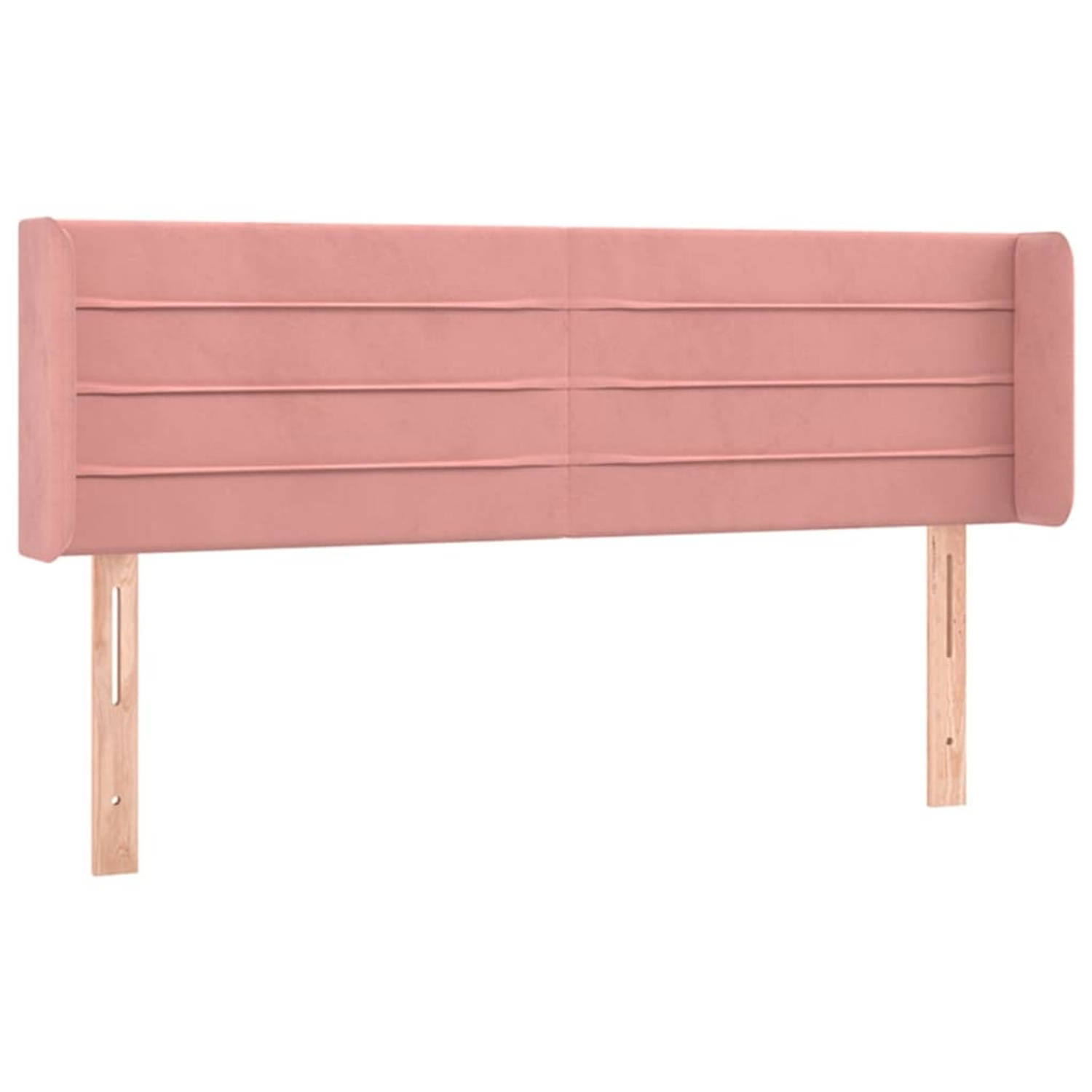 The Living Store Hoofdbord met randen 147x16x78/88 cm fluweel roze - Bedonderdeel