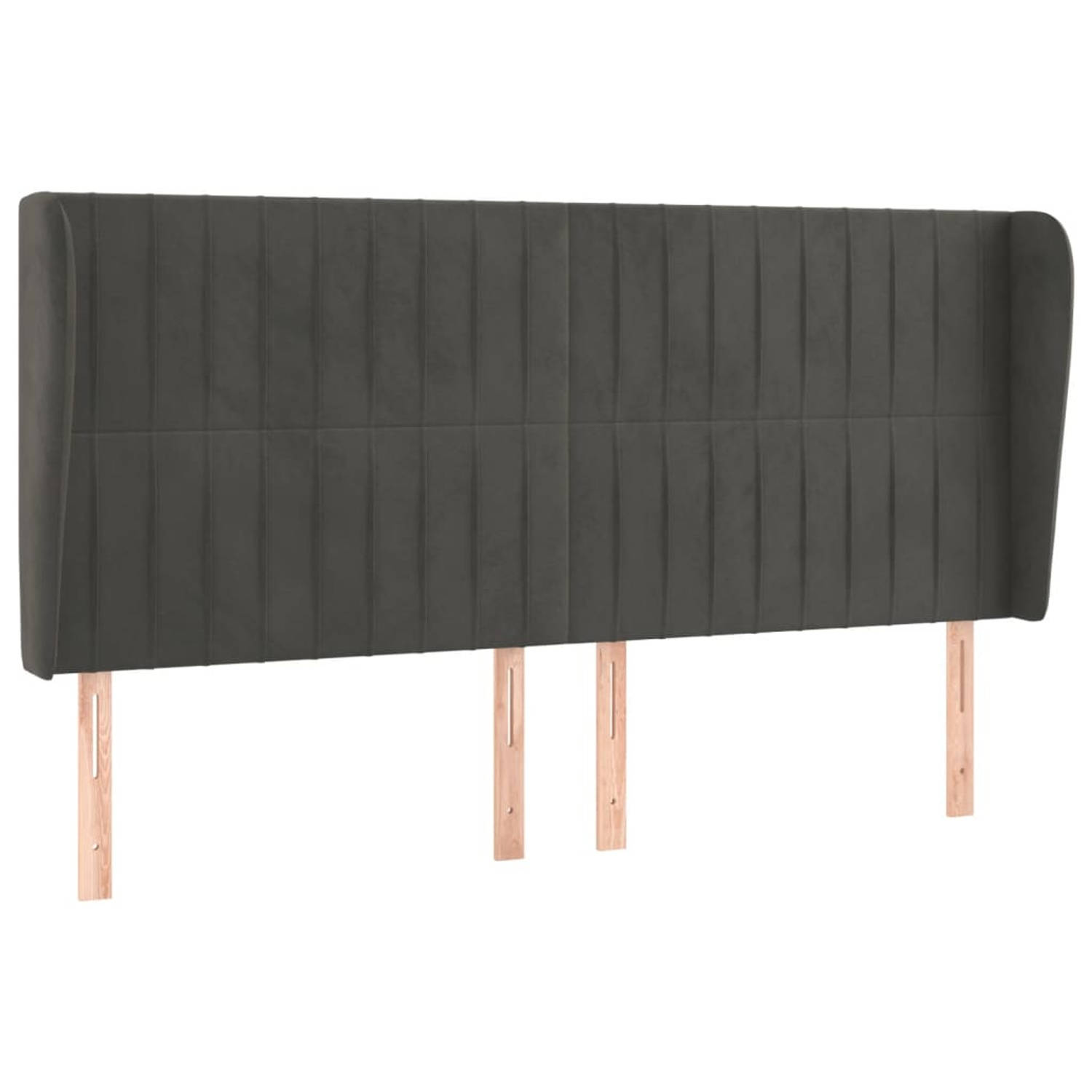 The Living Store Hoofdbord Classic - Donkergrijs - 163 x 23 x 118/128 cm