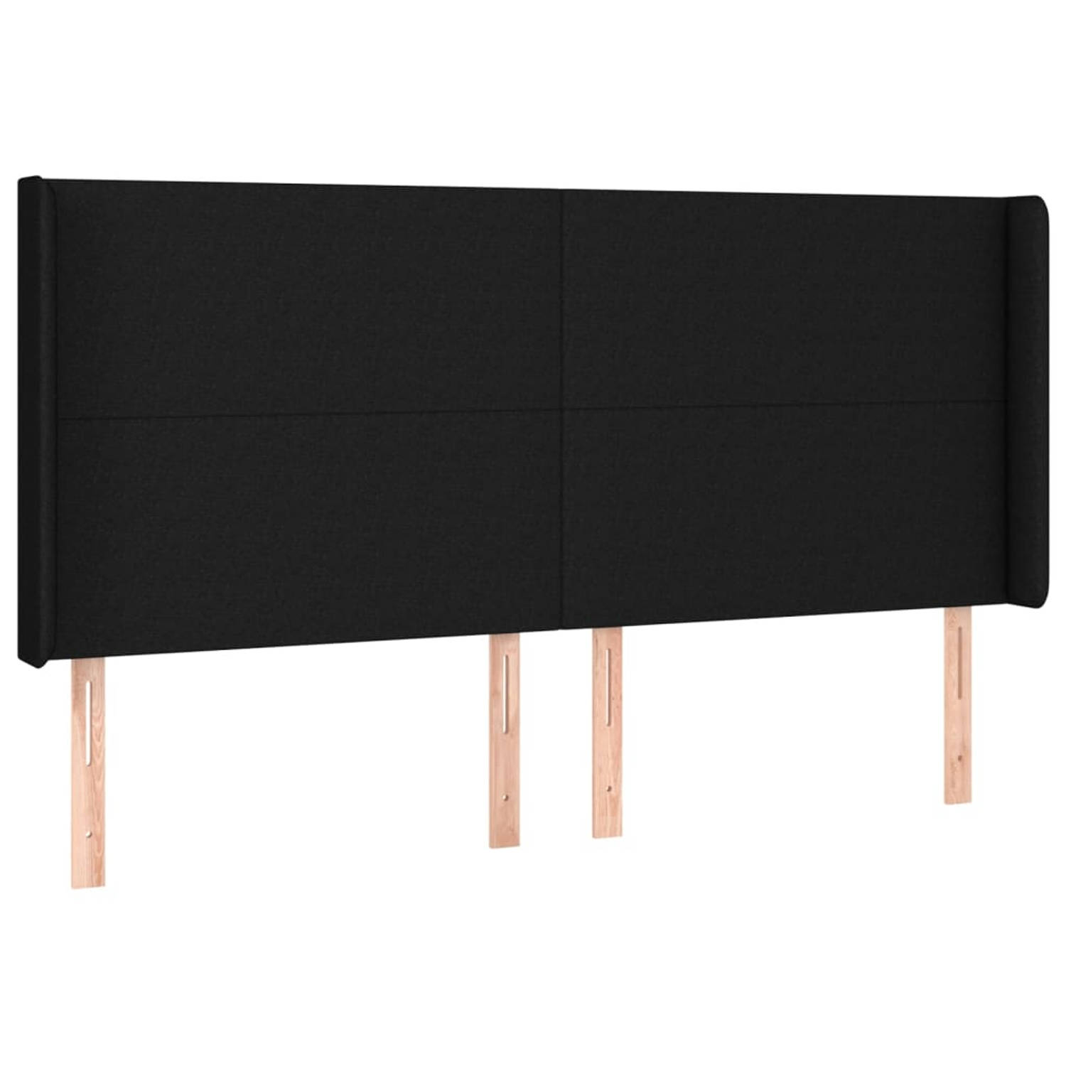 The Living Store Hoofdbord met randen 183x16x118/128 cm stof zwart - Bedonderdeel